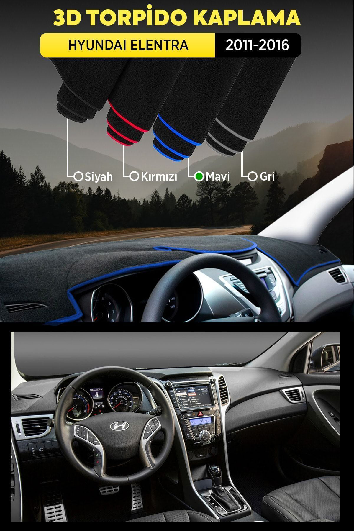 Hyundaı Elentra (2011-2016) 3d Torpido Koruma Kılıfı - Ön Göğüs P