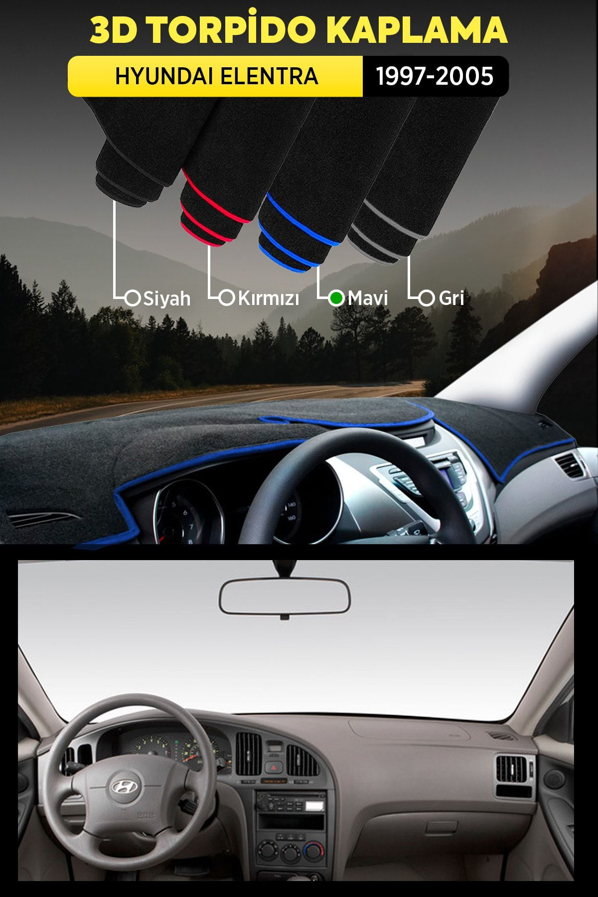 Hyundaı Elentra (1997-2005) 3d Torpido Koruma Kılıfı - Ön Göğüs P