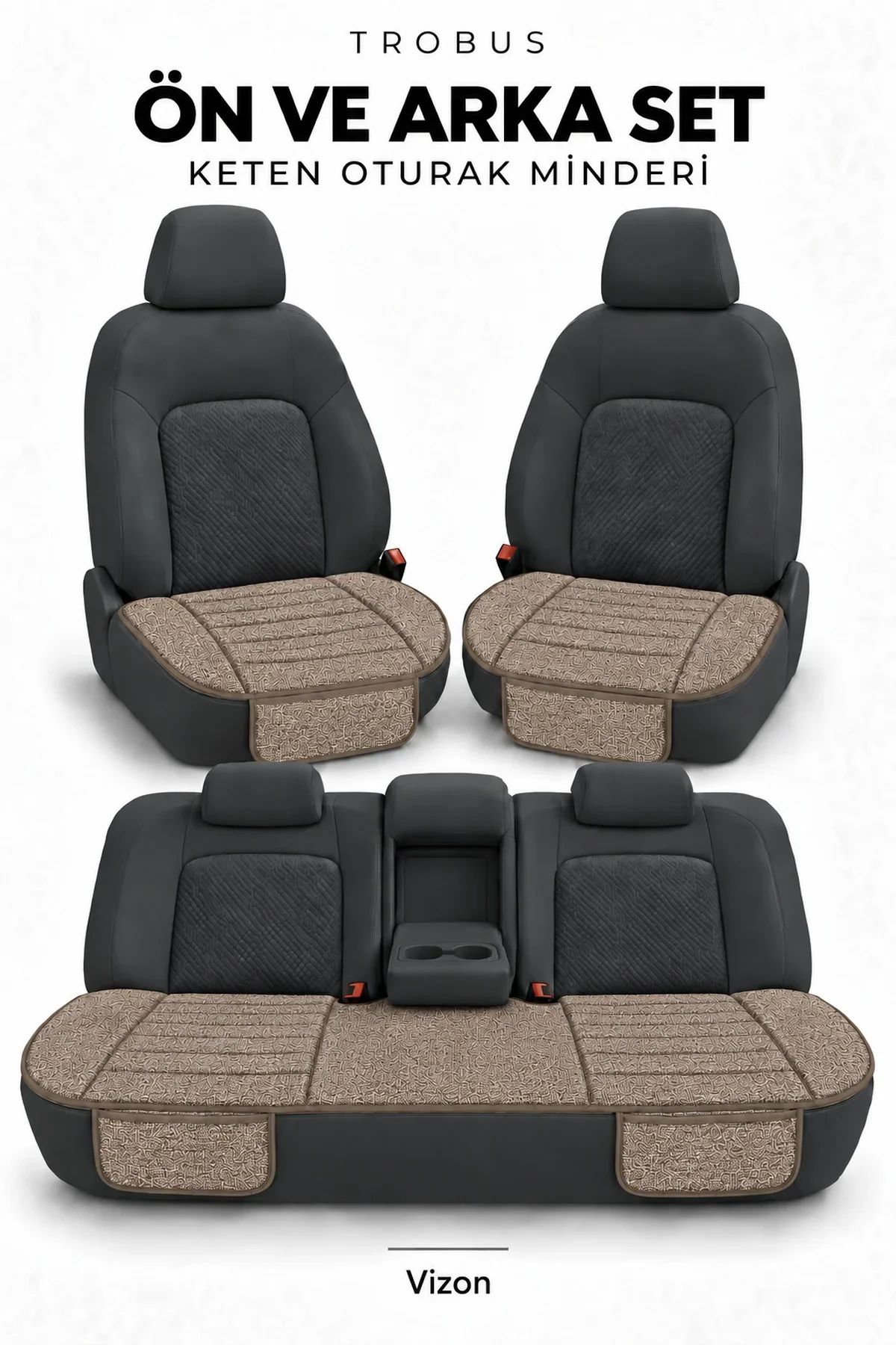 Hyundai Getz 2002-2009 Çizgili Keten 3'lü Oturak Minderi Vizon Hyundai Getz 2002-2009 Çizgili Keten 3'lü Oturak Minderi Vizon