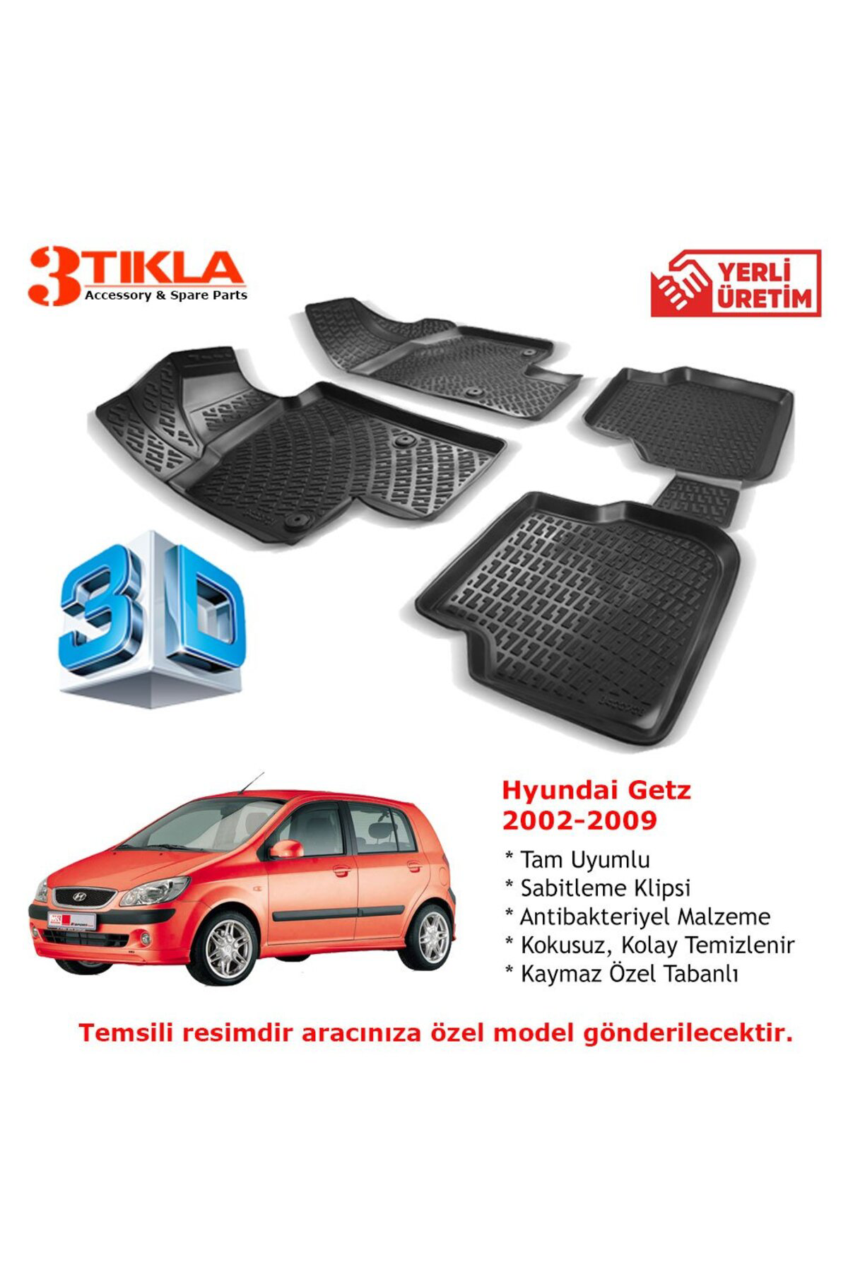 Hyundai Getz 2002-2009 Premium 3D Havuzlu Paspas Seti