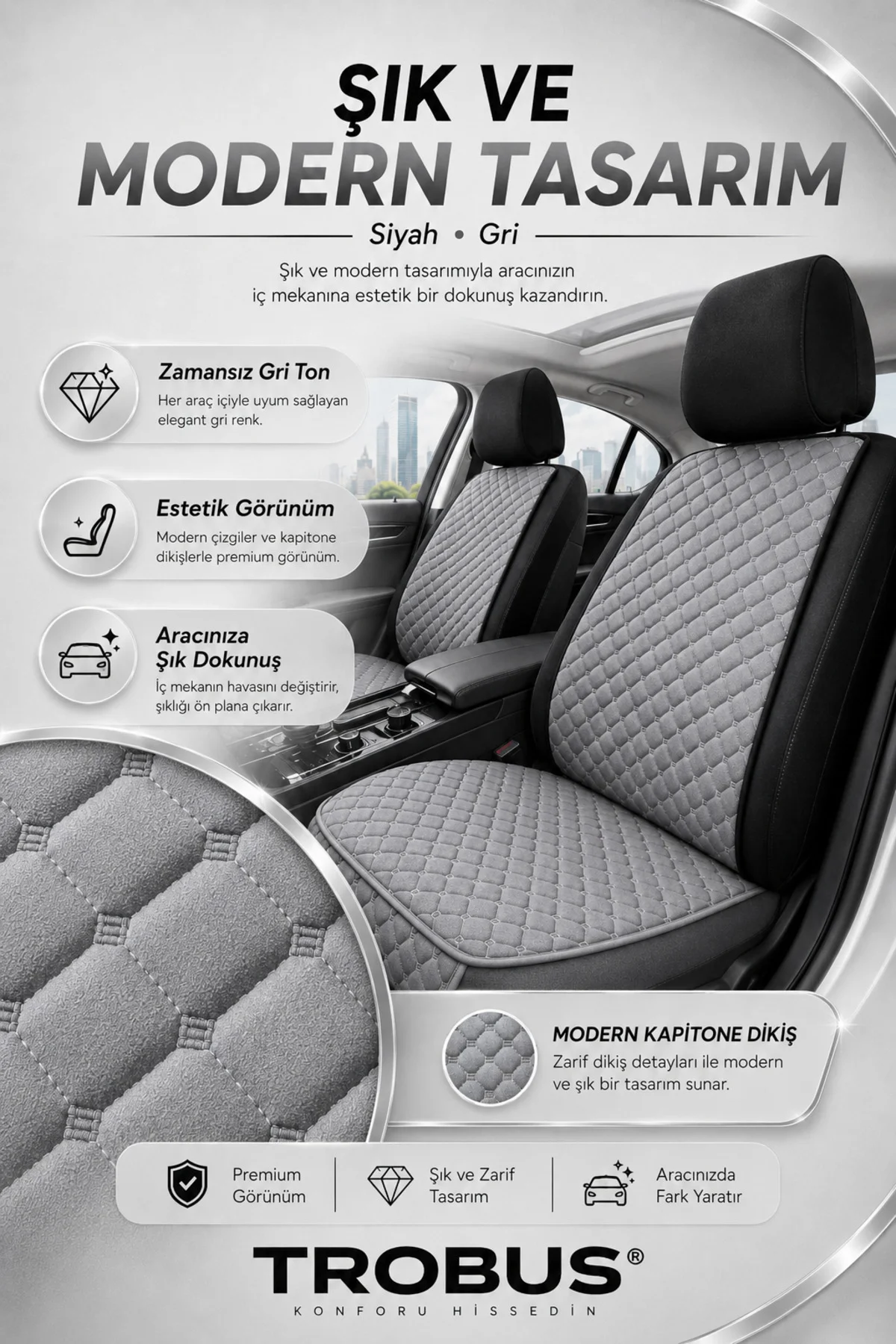 Hyundai H-100 1994-2012 Uyumlu 5 Parça Terletmez Kumaş Koltuk Minderi Gri Fiyatı, Yorumları ve Özellikleri