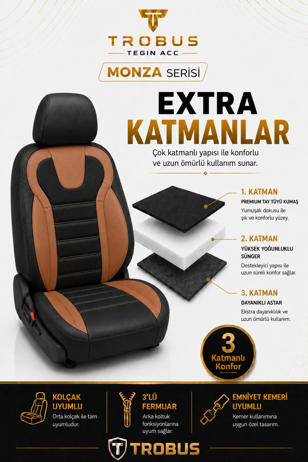 Hyundai İ-20 2010-2014 Uyumlu Monza Serisi Tay Tüyü Oto Koltuk Kılıfı Siyah Taba Hyundai İ-20 2010-2014 Uyumlu Monza Serisi Tay Tüyü Oto Koltuk Kılıfı Siyah Taba
