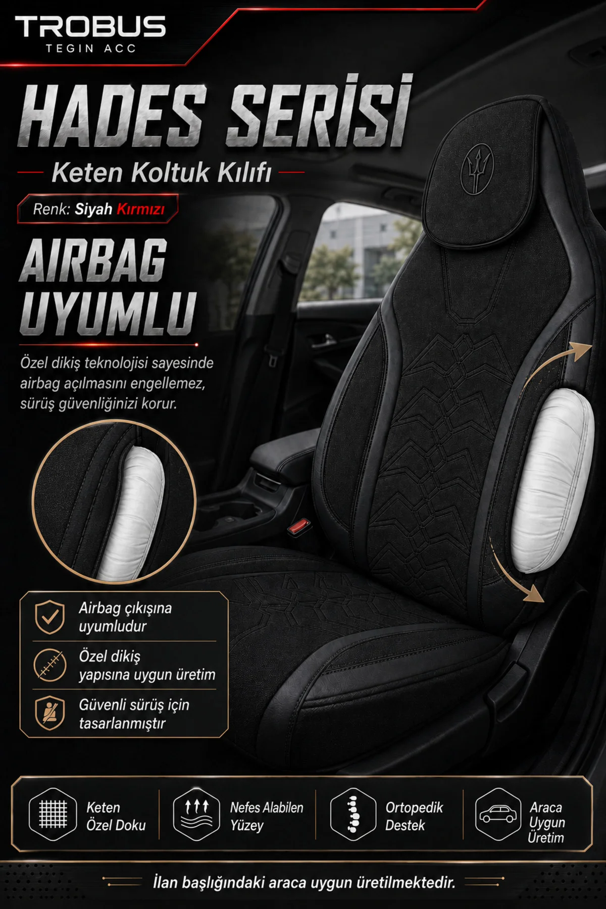 Hyundai İ-20 2020 ve Sonrası Uyumlu Hades Serisi Keten Oto Koltuk Kılıfı Siyah Fiyatı, Yorumları ve Özellikleri