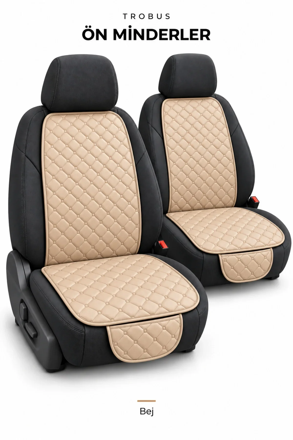 Hyundai i10 2007+ Kapitone Suni Deri Koltuk Minderi 7 Parça Bej - Görsel 2