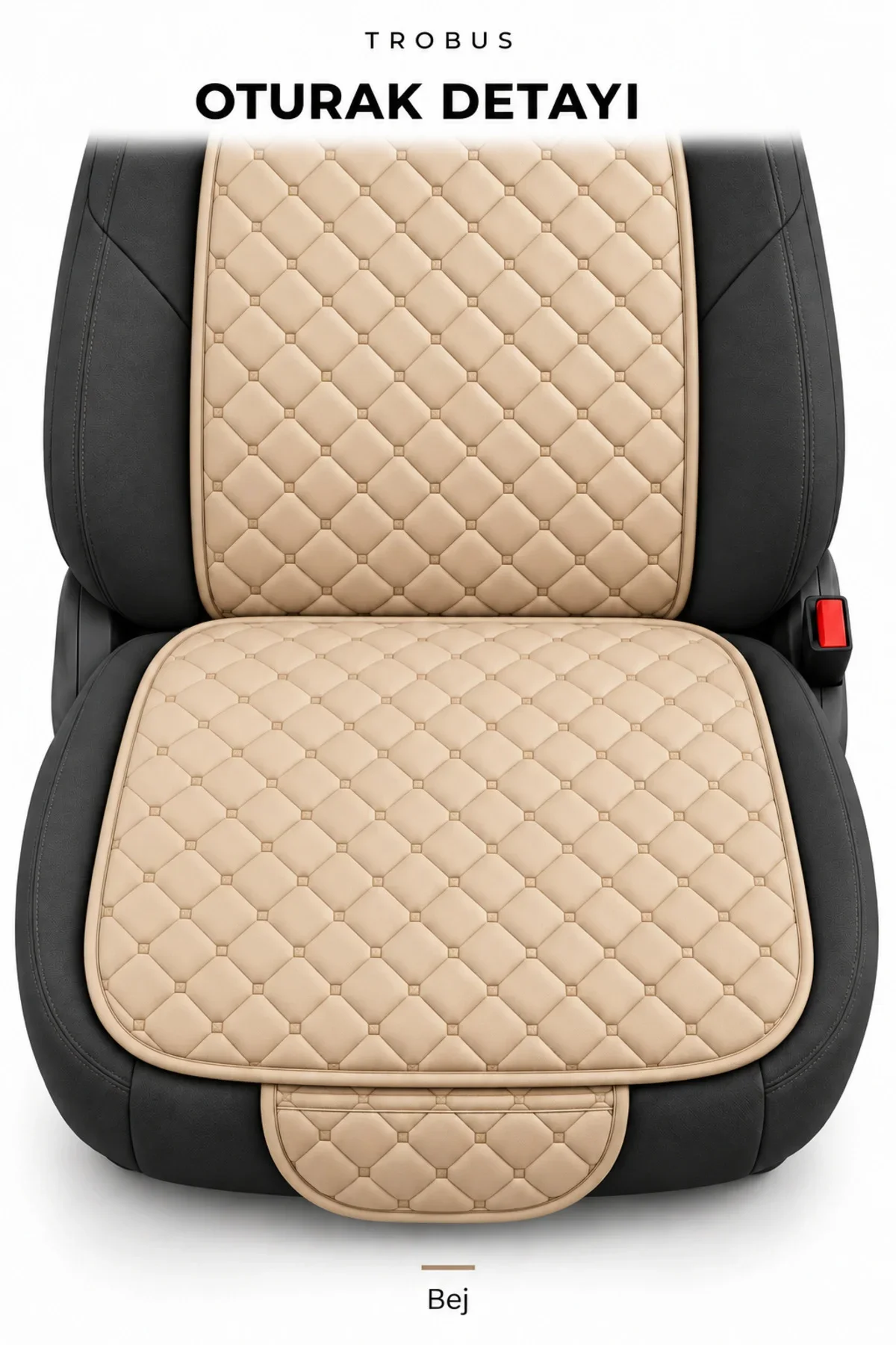 Hyundai i10 2007+ Kapitone Suni Deri Koltuk Minderi 7 Parça Bej - Görsel 7