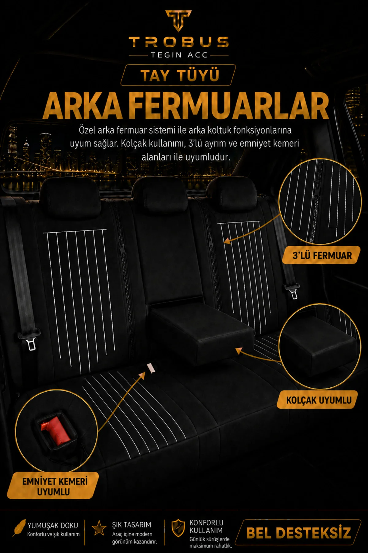 Hyundai i10 2007+ Uyumlu Asil Serisi Ortopedik Tay Tüyü Siyah Beyaz Koltuk Kılıfı