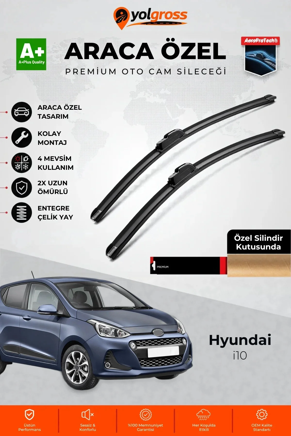 Hyundai i10 Ön Cam Silecek Seti 2013-2019 Premium Araca Özel 55-40 Cm A+ Kalite