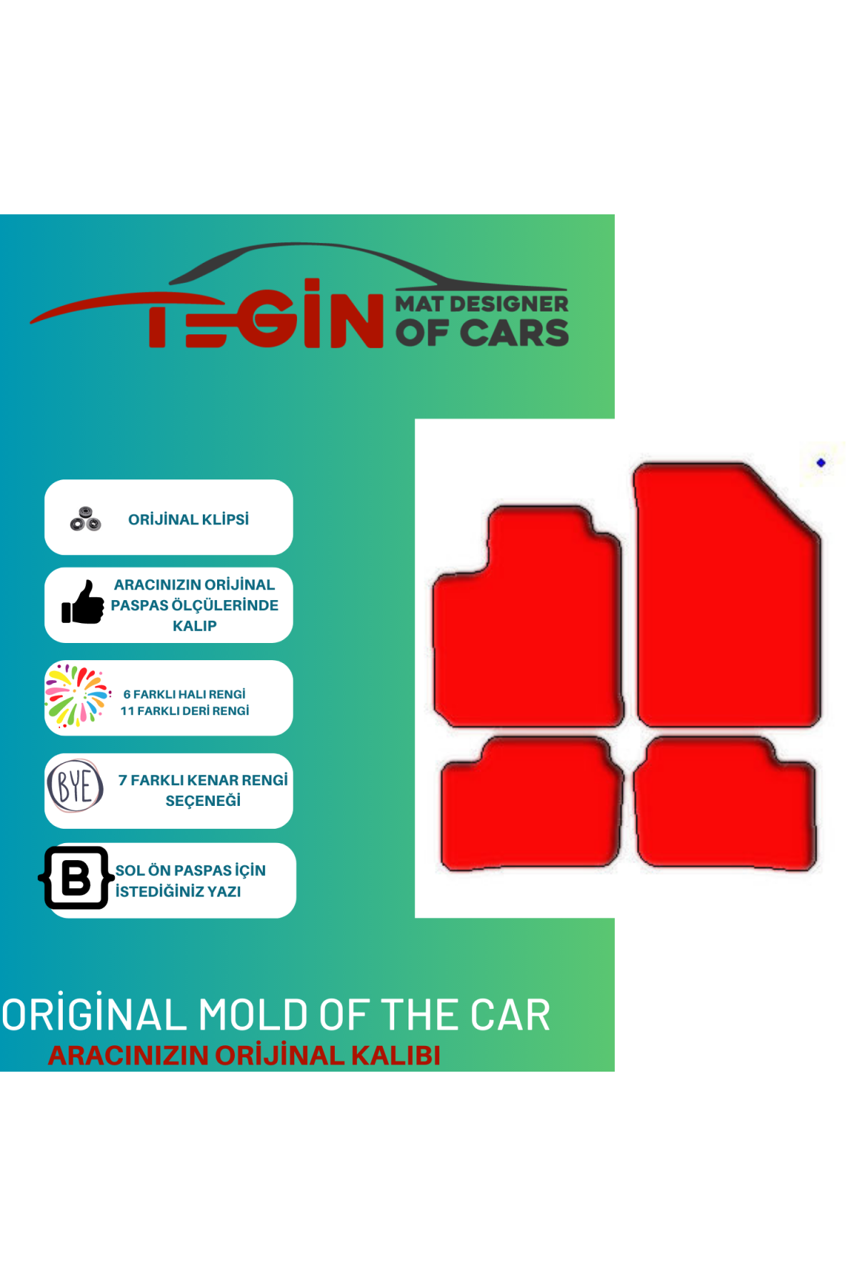 Hyundai I10 Prime Siyah Kırmızı Deri Siyah Kenar Paspas