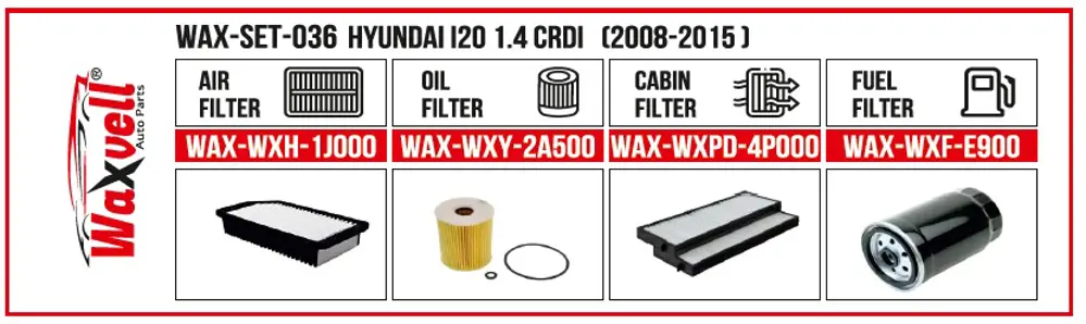 HYUNDAI i20 1.4 CRDi FİLTRE BAKIM SETİ   (2008-2015 )