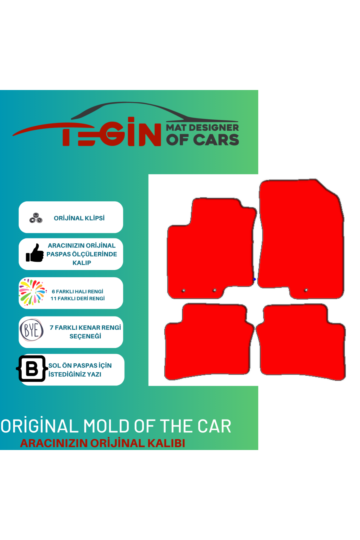 Hyundai I20 2008-2014 Prime Siyah Halı Mavi Kenar Halı Paspas