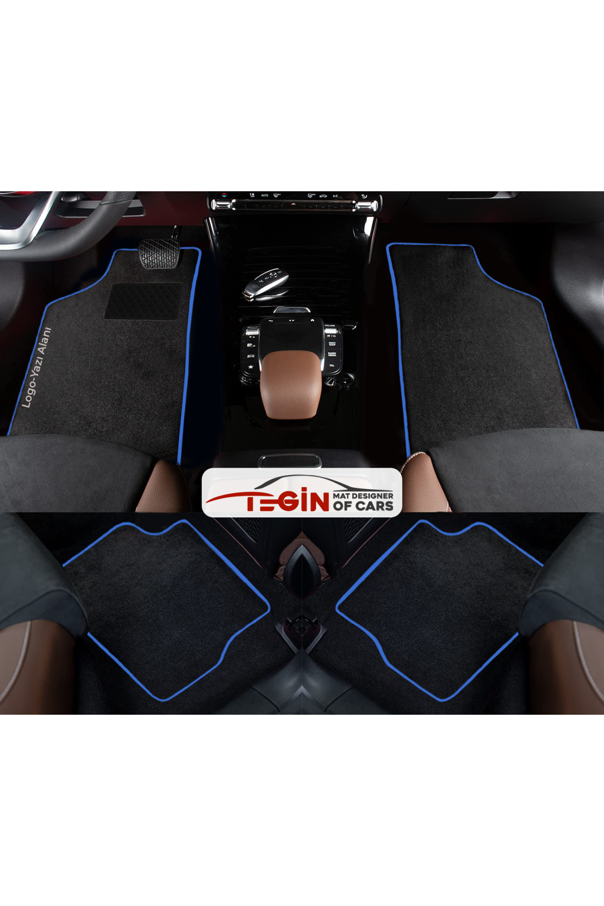 Hyundai I20 2008-2014 Prime Siyah Halı Mavi Kenar Halı Paspas