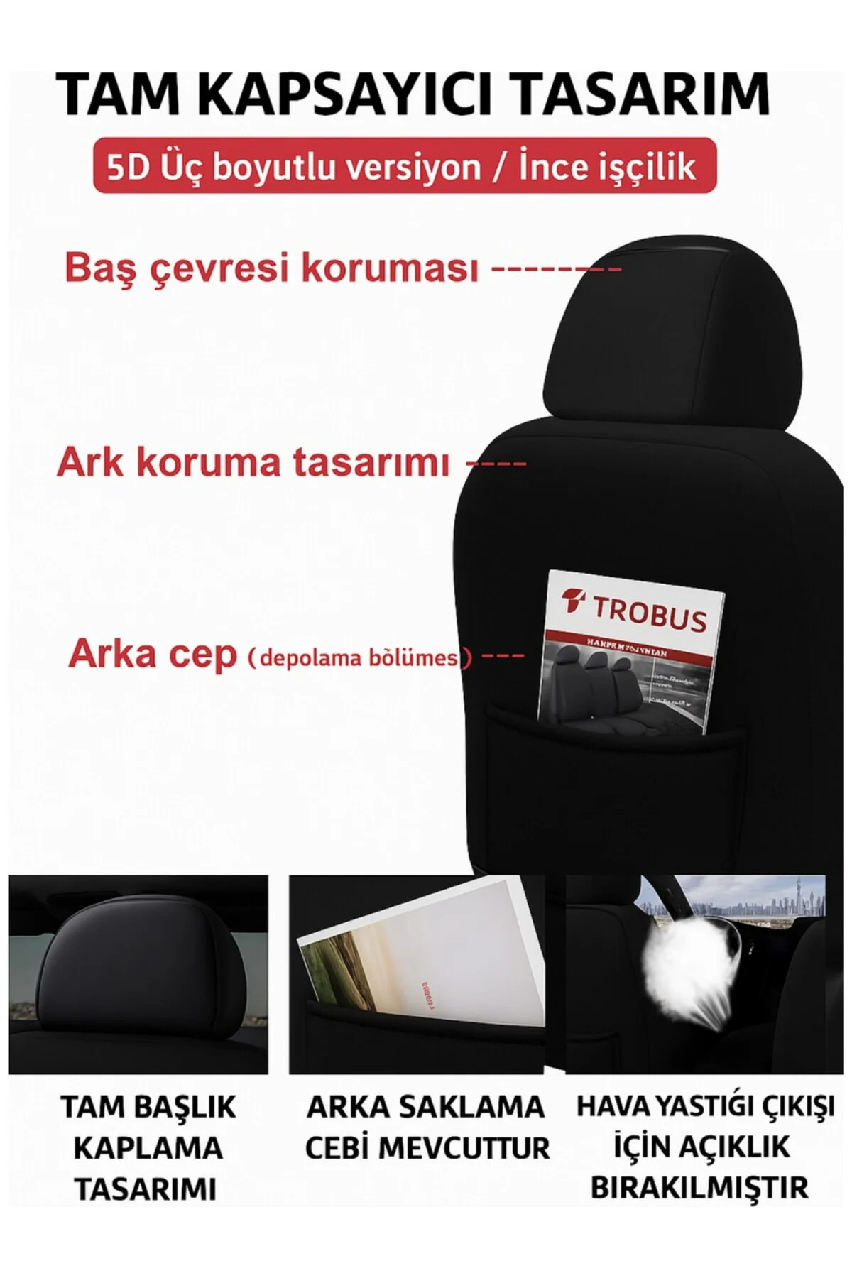Hyundai i20 Jump 2014-2020 Bütün Arka Sırt Oturak Uyumlu Vira GrindSport Siyah Koltuk Kılıfı