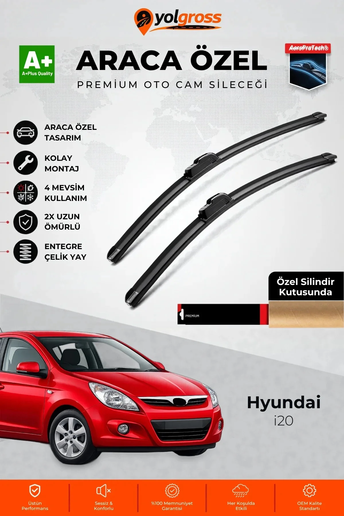 Hyundai i20 Ön Cam Silecek Seti 2009-2014 Premium Araca Özel 60-40 Cm A+ Kalite