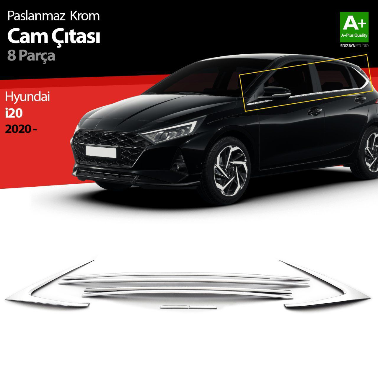 Hyundai İ20 Uyumlu Krom Cam Çıtası 8 Parça. 2020 Üzeri Hyundai İ20 Uyumlu Krom Cam Çıtası 8 Parça. 2020 Üzeri