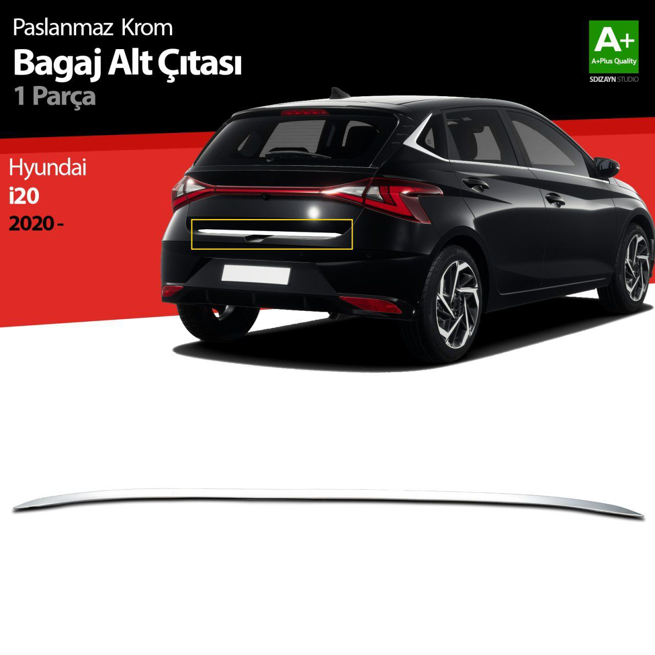 Hyundai İ20 Uyumlu Krom Bagaj Alt Çıtası 2020 Üzeri Hyundai İ20 Uyumlu Krom Bagaj Alt Çıtası 2020 Üzeri
