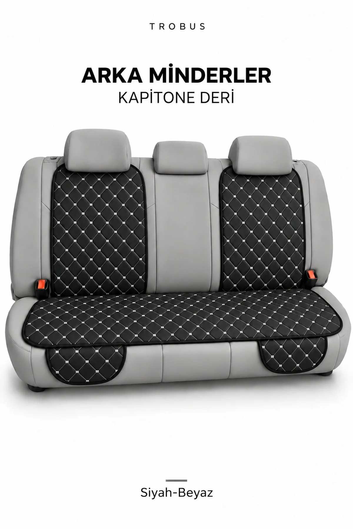 Hyundai i30 2007+ Suni Deri Kapitone Minder 7 Parça Siyah Beyaz - Görsel 3