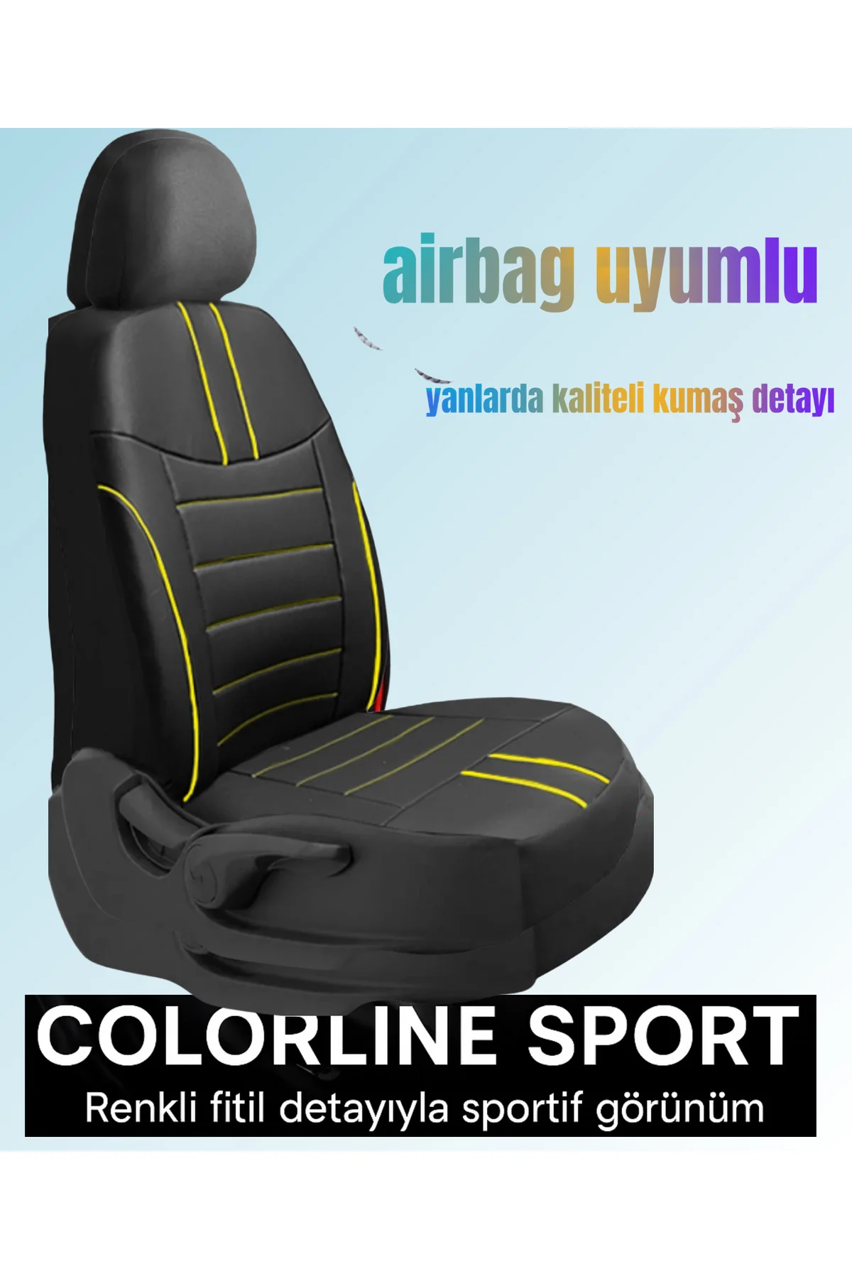 Hyundai i30 2007 ve Sonrası Uyumlu Colorline Sport Deri Siyah - Sarı Koltuk Kılıfı