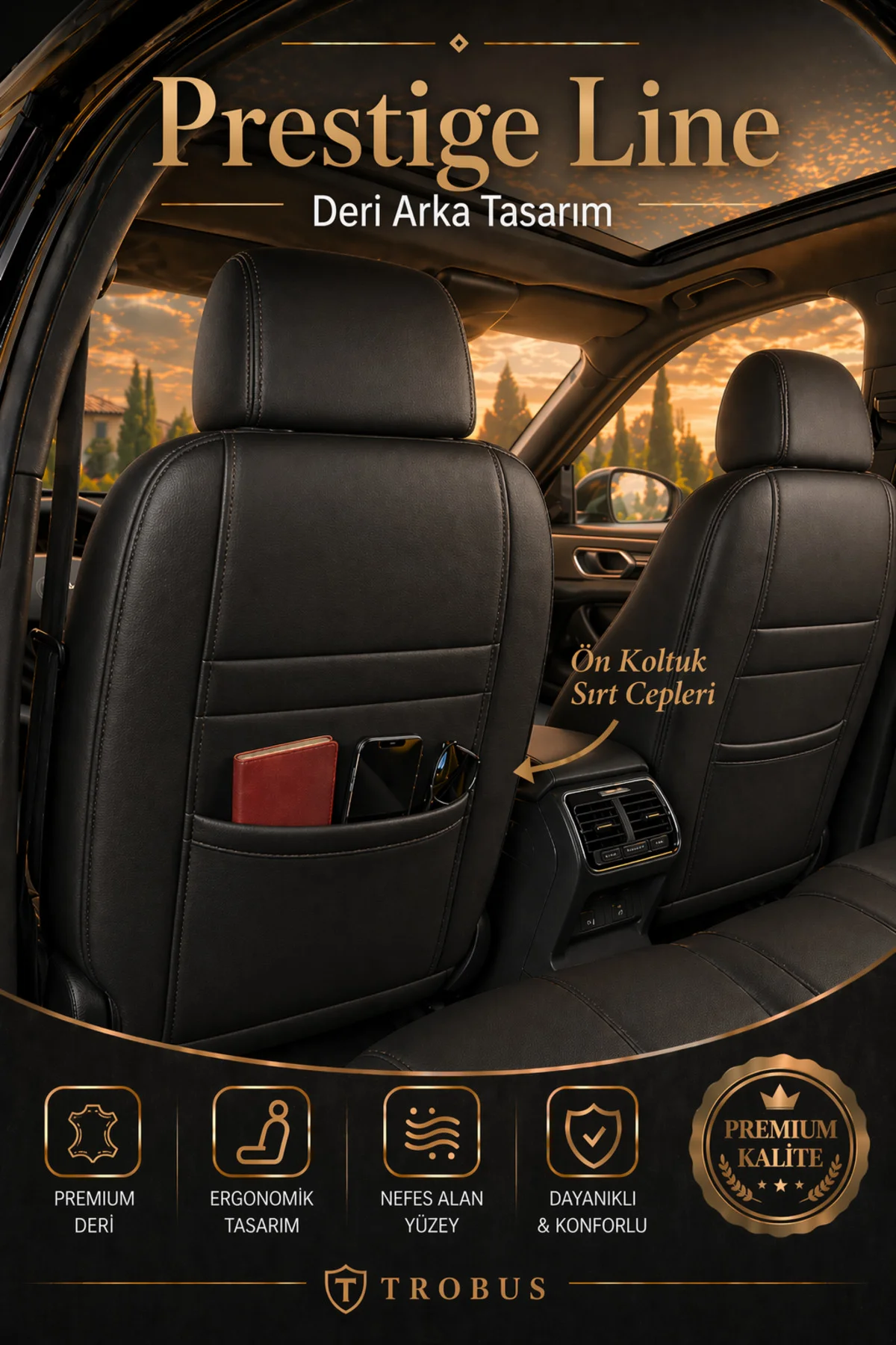 Hyundai i30 2007 ve Sonrası Tay Tüyü Deri Detay Koltuk Kılıfı Prestige Line Siyah