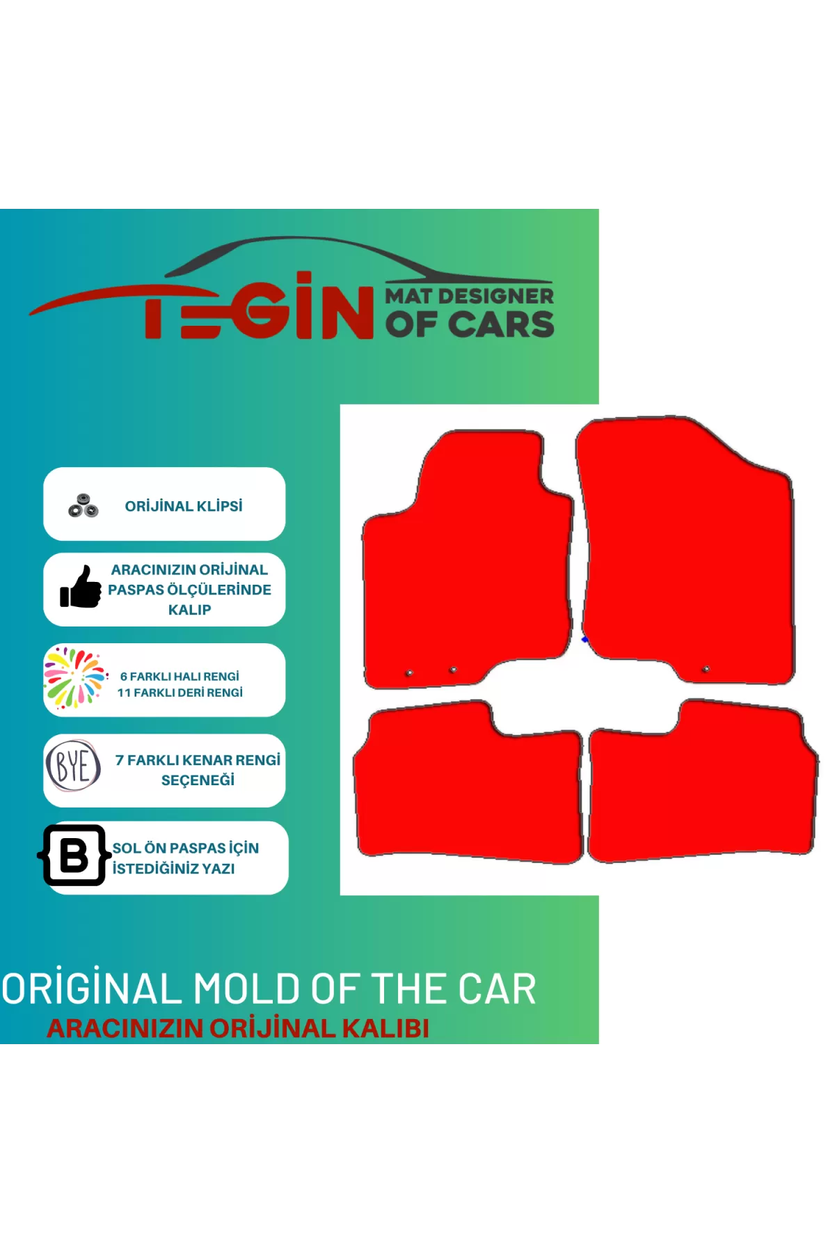 Hyundai I30 2007-2011 Prime Gri Halı Sarı Kenar Halı Paspas