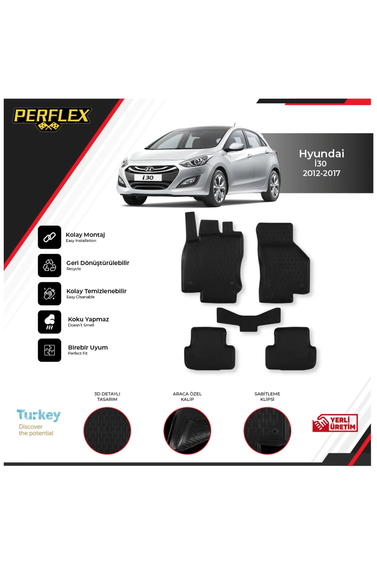 Hyundaı I30 2012-2017 3d Havuzlu Paspas