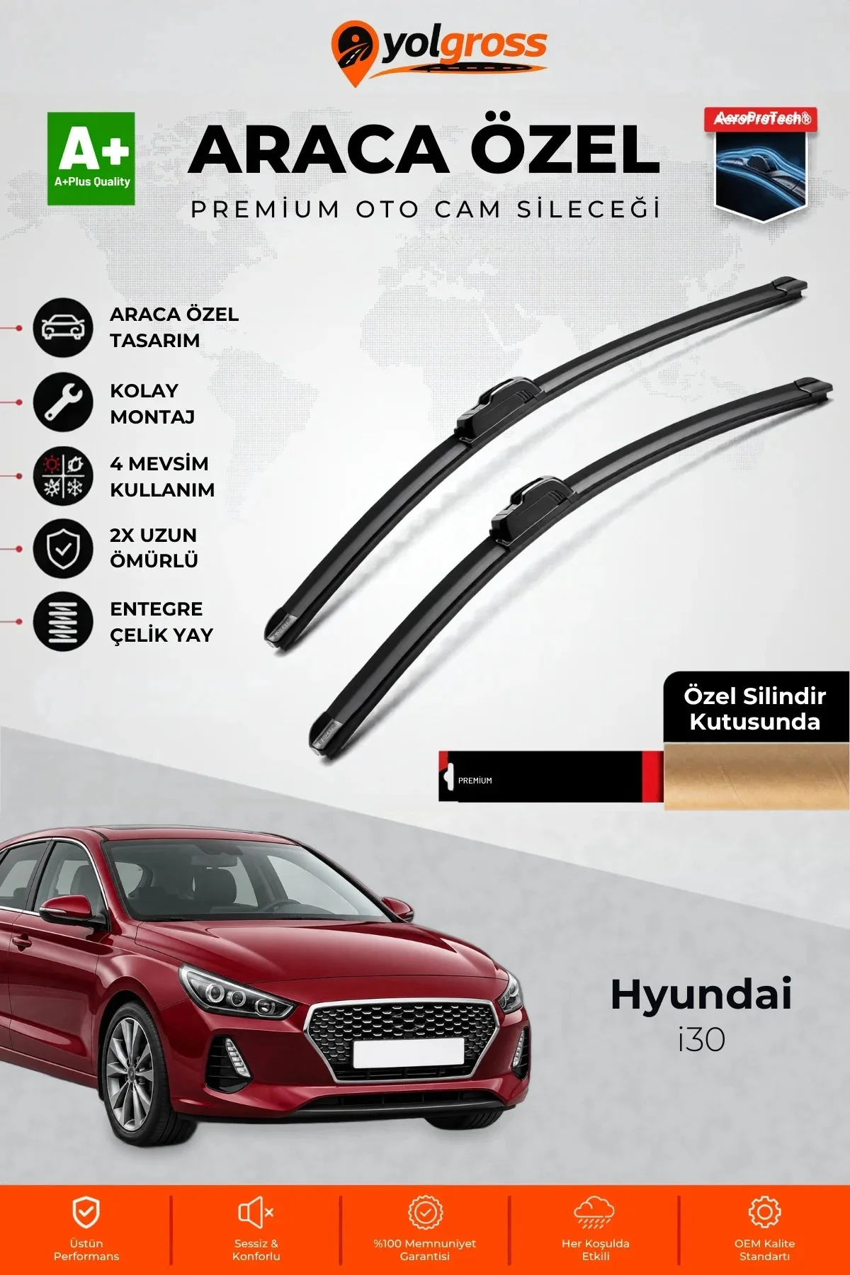 Hyundai i30 Ön Cam Silecek Seti 2017 Üzeri Premium Araca Özel 65-40 Cm A+ Kalite