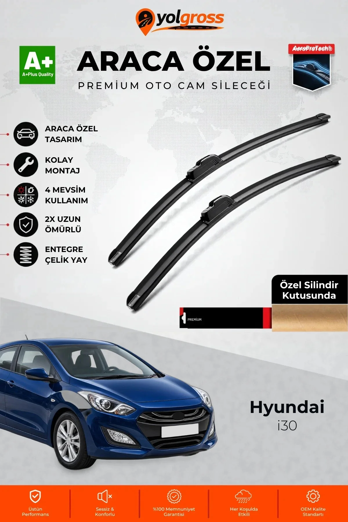 Hyundai i30 Ön Cam Silecek Seti 2012-2017 Premium Araca Özel 65-35 Cm A+ Kalite Hyundai i30 Ön Cam Silecek Seti 2012-2017 Premium Araca Özel 65-35 Cm A+ Kalite