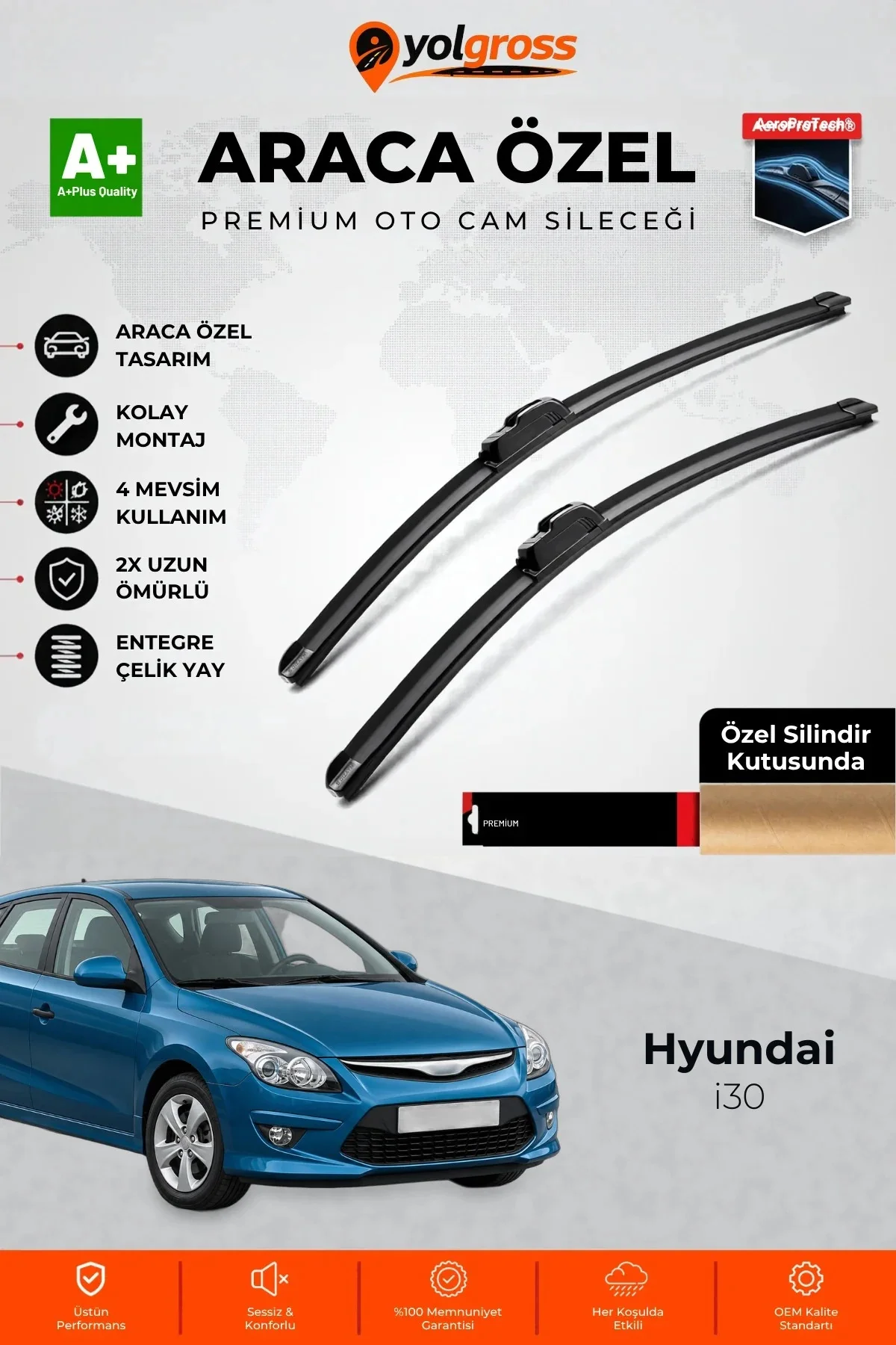 Hyundai i30 Ön Cam Silecek Seti 2010-2012 Premium Araca Özel 60-45 Cm A+ Kalite Hyundai i30 Ön Cam Silecek Seti 2010-2012 Premium Araca Özel 60-45 Cm A+ Kalite