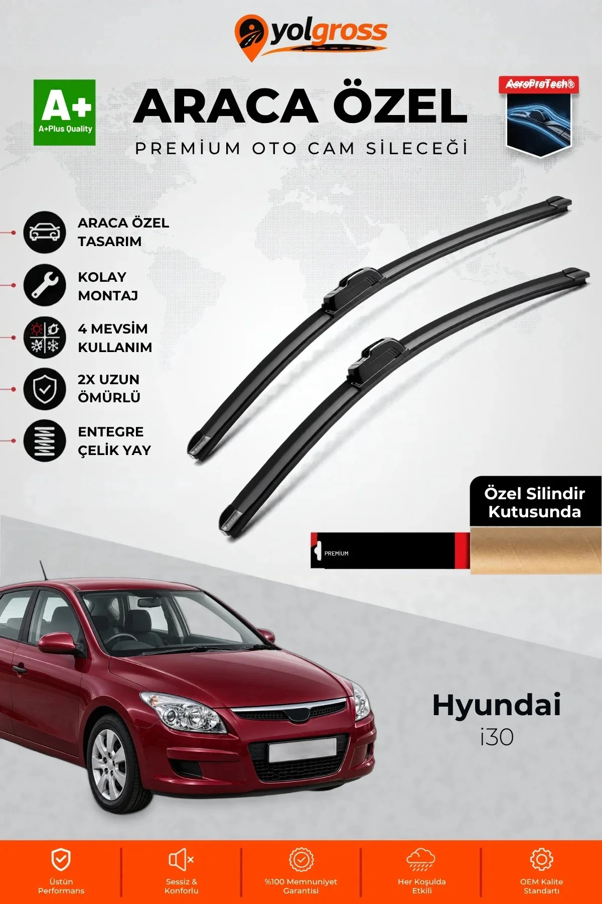 Hyundai i30 Ön Cam Silecek Seti 2007-2010 Premium Araca Özel 60-45 Cm A+ Kalite