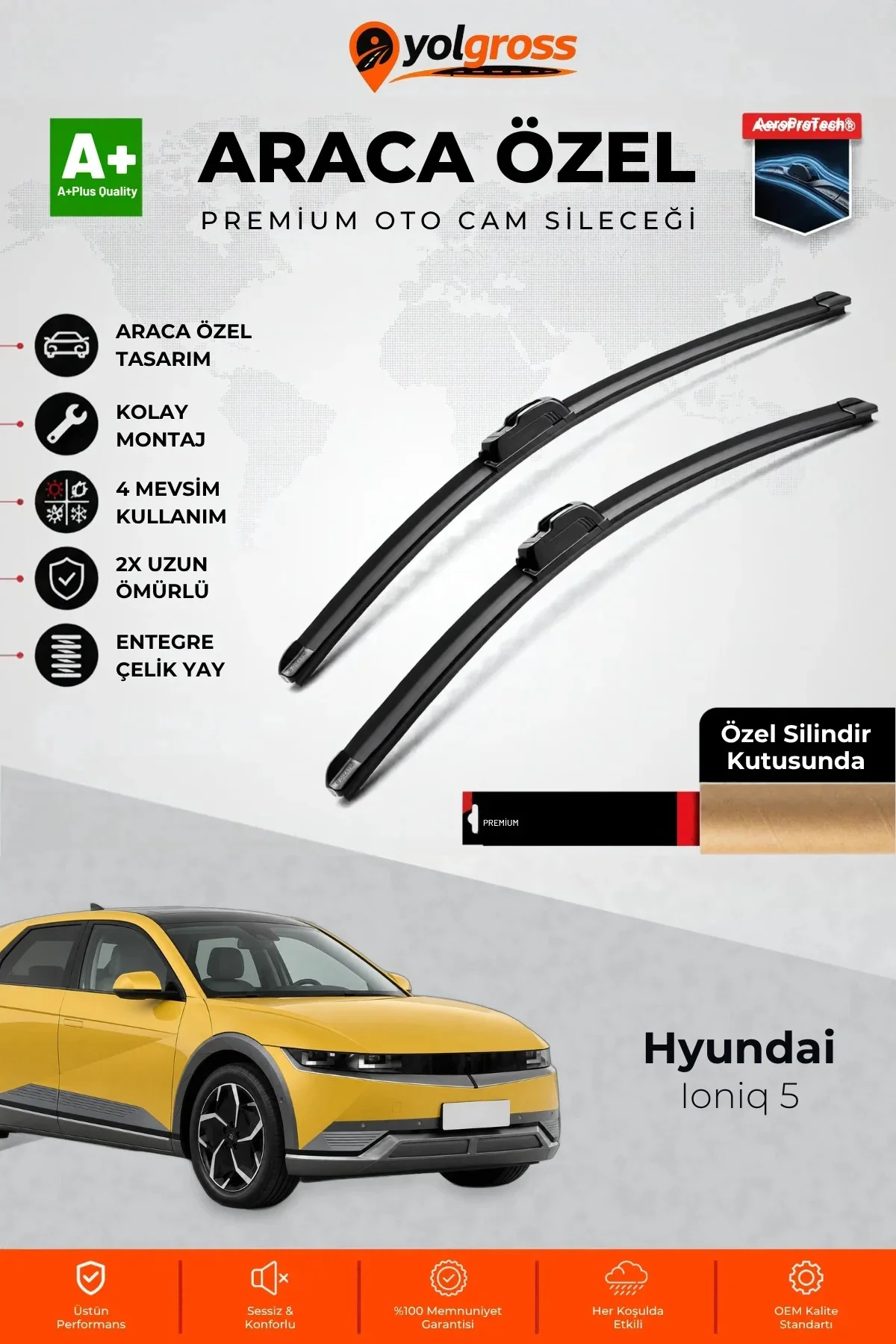 Hyundai Ioniq 5 Ön Cam Silecek Seti 2021 Üzeri Premium Araca Özel 65-45 Cm A+ Kalite