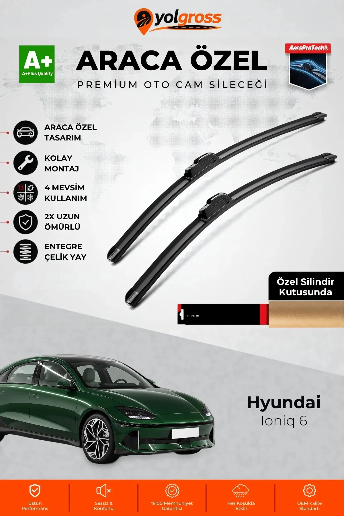 Hyundai Ioniq 6 Ön Cam Silecek Seti 2022 Üzeri Premium Araca Özel 65-45 Cm A+ Kalite Hyundai Ioniq 6 Ön Cam Silecek Seti 2022 Üzeri Premium Araca Özel 65-45 Cm A+ Kalite