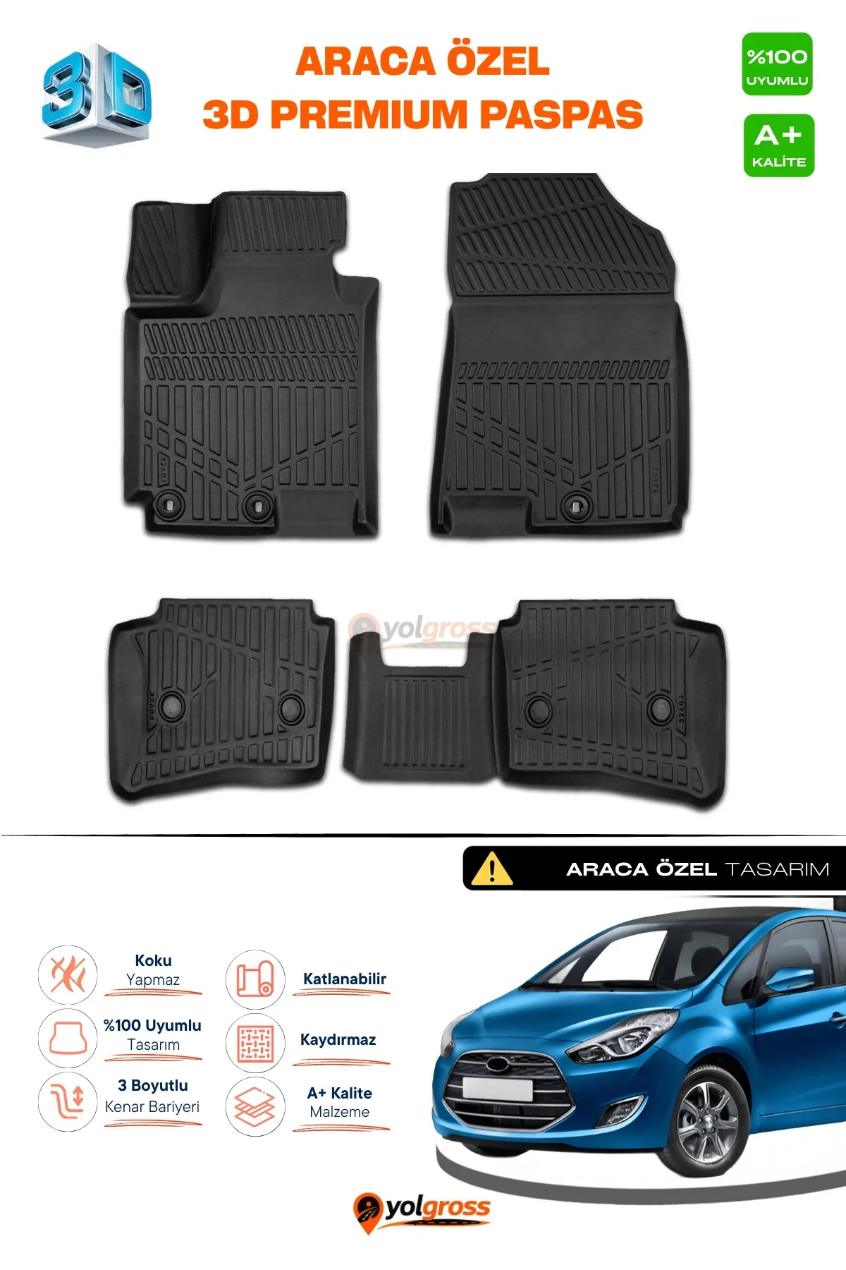 Hyundai IX20 3D Pro Havuzlu Paspas 2015-2020 A+ Kalite