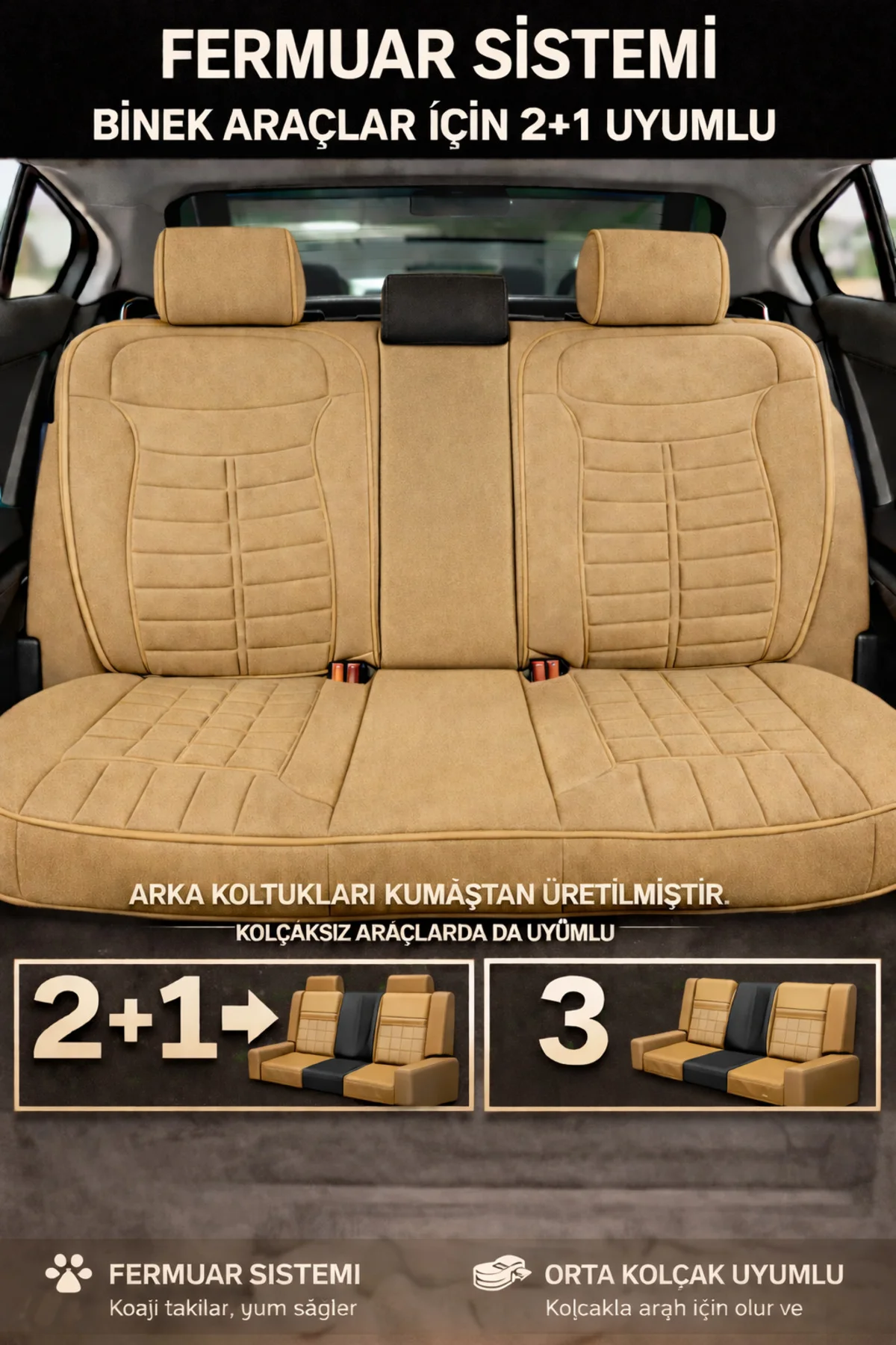 Hyundai ix35 2010-2015 Uyumlu Mira Serisi Taba 5'li Oto Koltuk Minderi