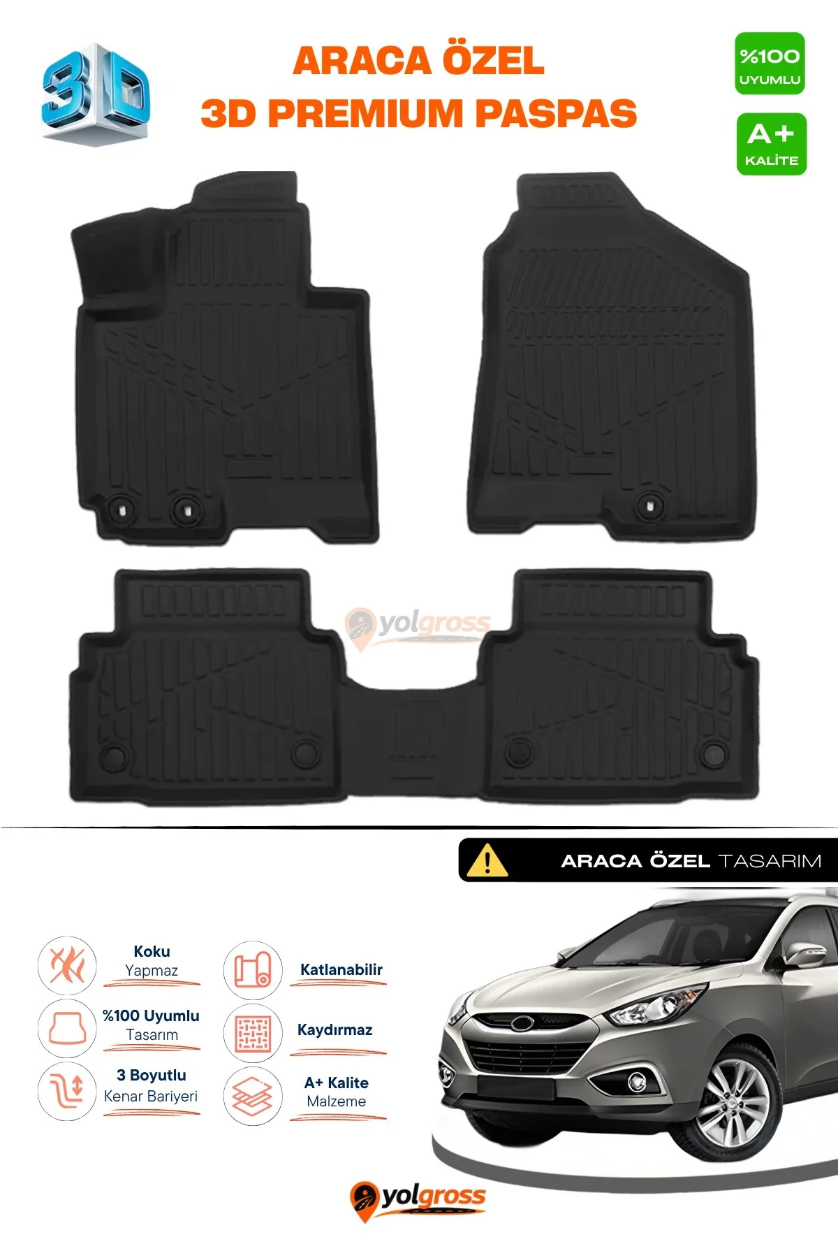 Hyundai ix35 3D Pro Havuzlu Paspas 2010-2015 A+ Kalite
