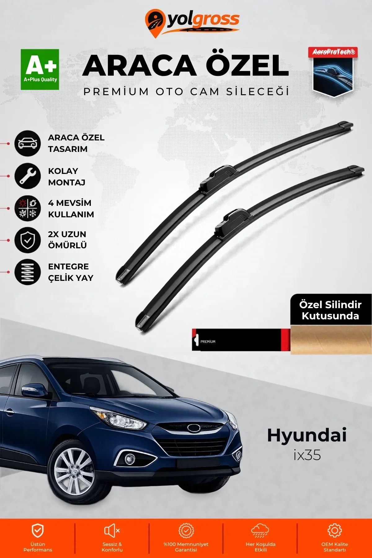 Hyundai ix35 Ön Cam Silecek Seti 2010-2015 Premium Araca Özel 60-40 Cm A+ Kalite