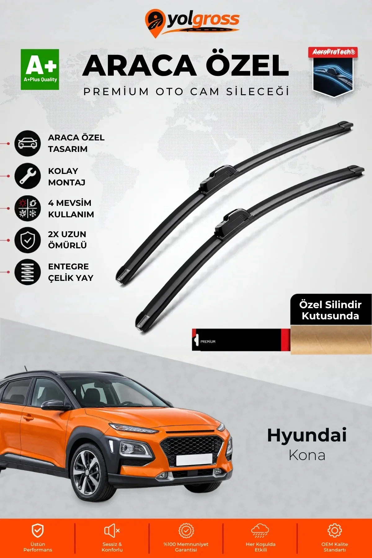 Hyundai Kona Ön Cam Silecek Seti 2017-2023 Premium Araca Özel 65-40 Cm A+ Kalite Hyundai Kona Ön Cam Silecek Seti 2017-2023 Premium Araca Özel 65-40 Cm A+ Kalite