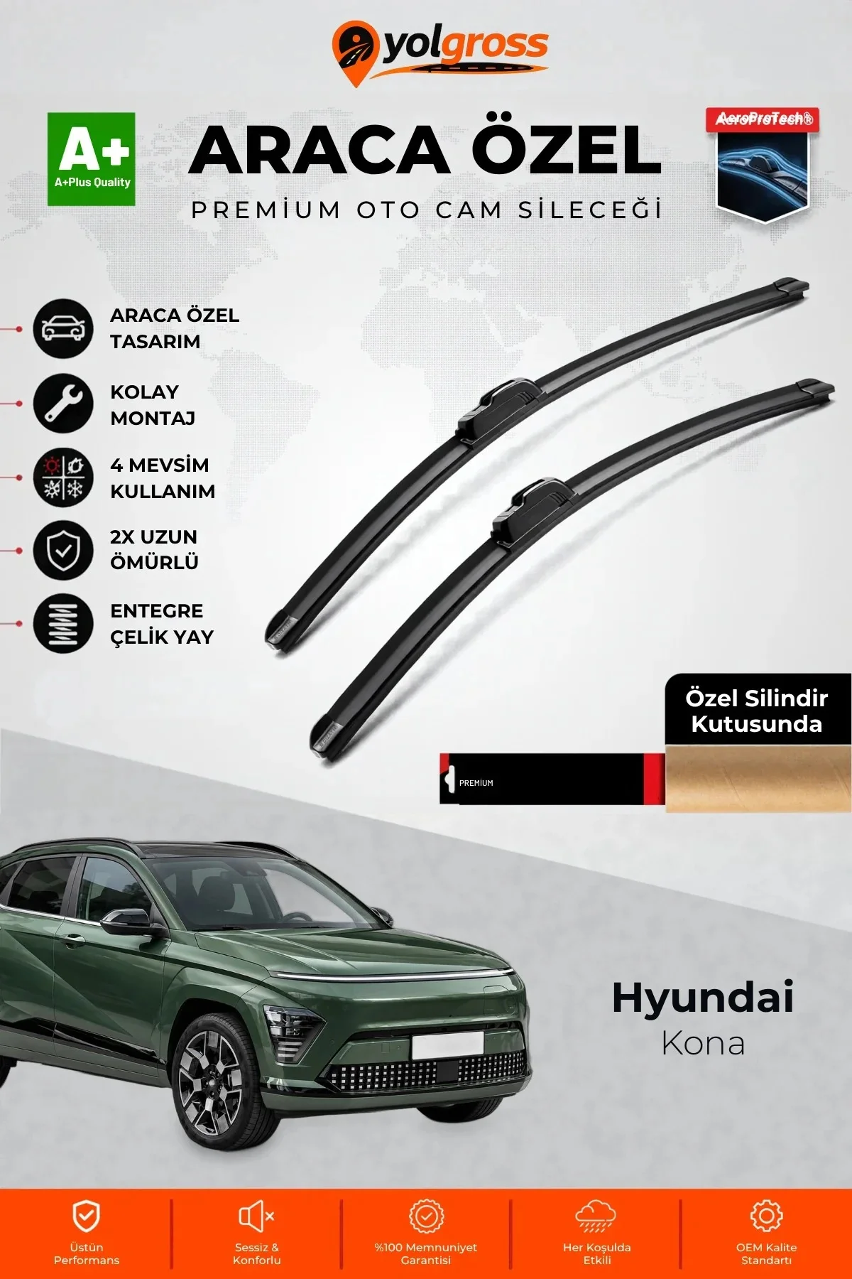 Hyundai Kona Ön Cam Silecek Seti 2023 Üzeri Premium Araca Özel 65-40 Cm A+ Kalite