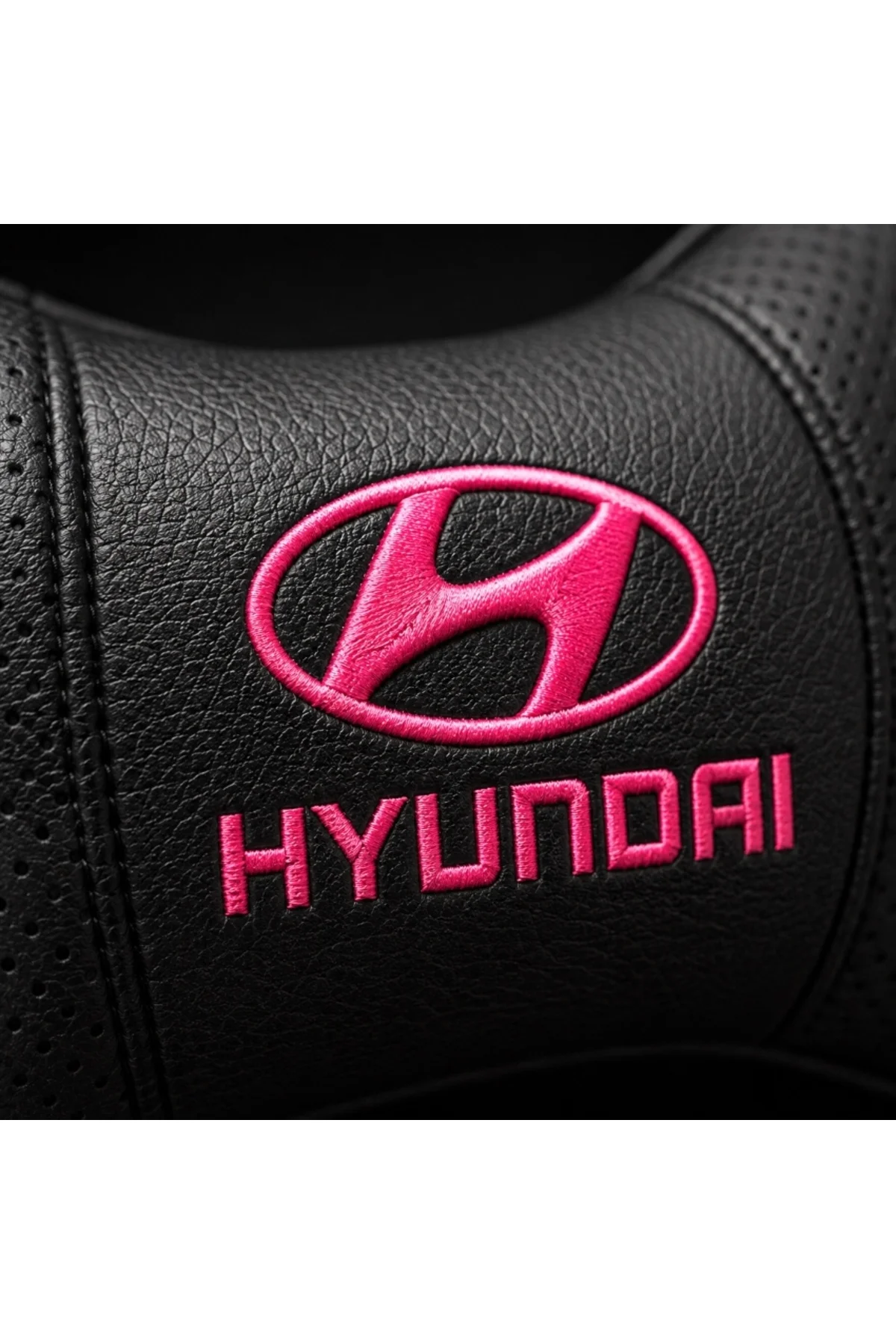 Hyundai Pink Serisi 2’li Boyun Yastığı + 2’li Emniyet Kemer Pedi Seti Siyah Pembe Nakışlı - Görsel 2