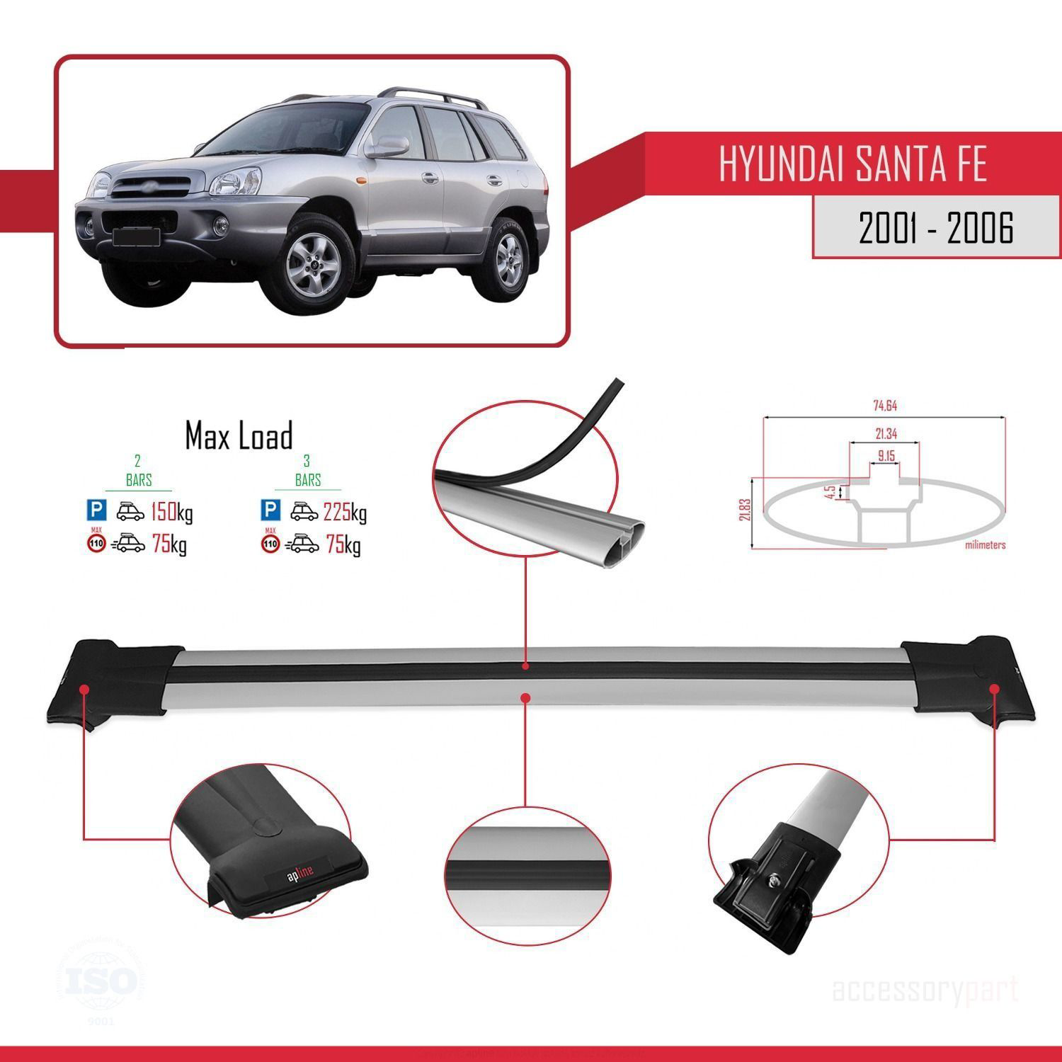 Hyundai Santa Fe (SM) 2001-2006 Arası ile uyumlu FLY Model Ara At