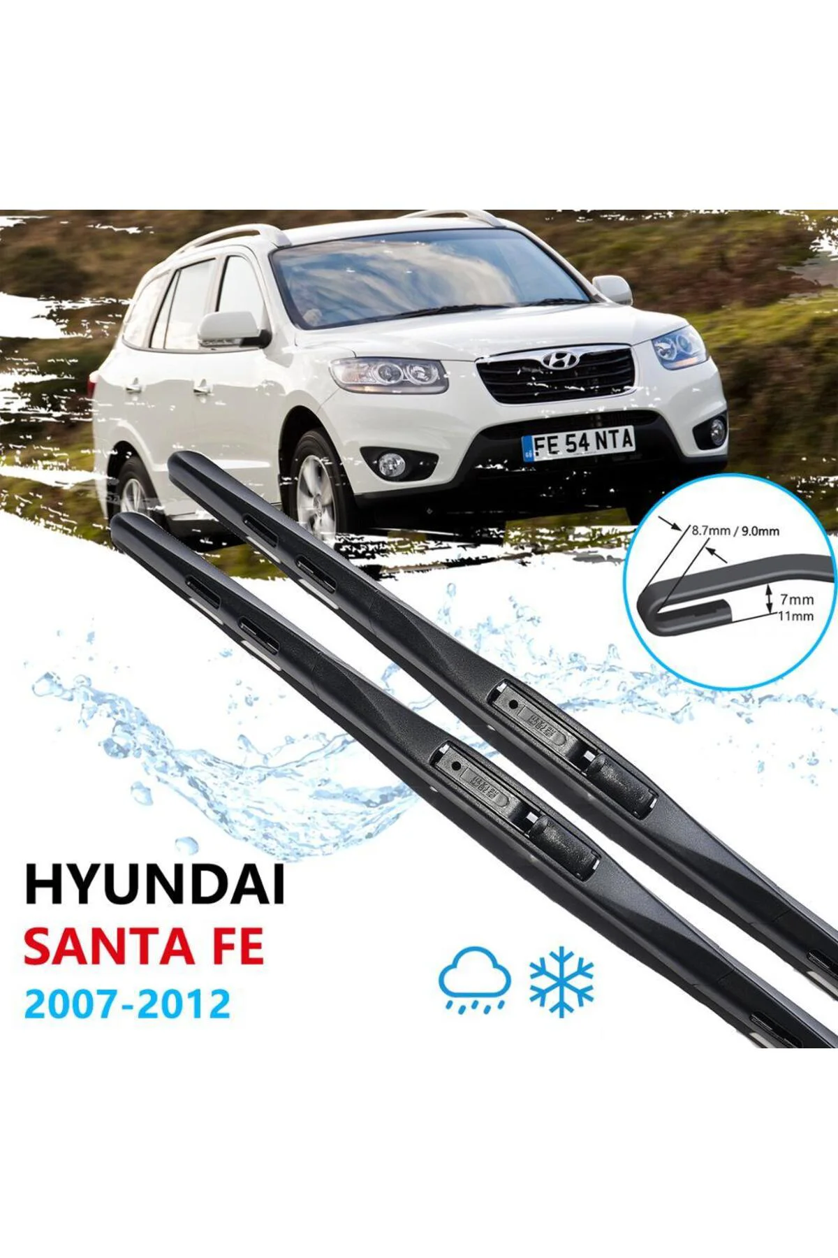 Hyundai Santa Fe Ön Cam Hybrid Silecek Takımı 2007--2012