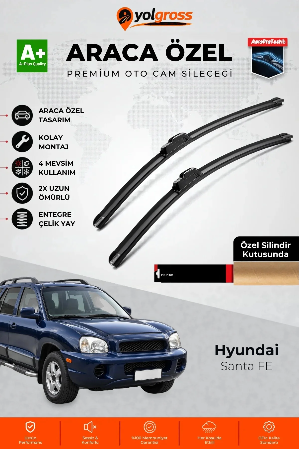 Hyundai Santa FE Ön Cam Silecek Seti 2000-2006 Premium Araca Özel 55-50 Cm A+ Kalite