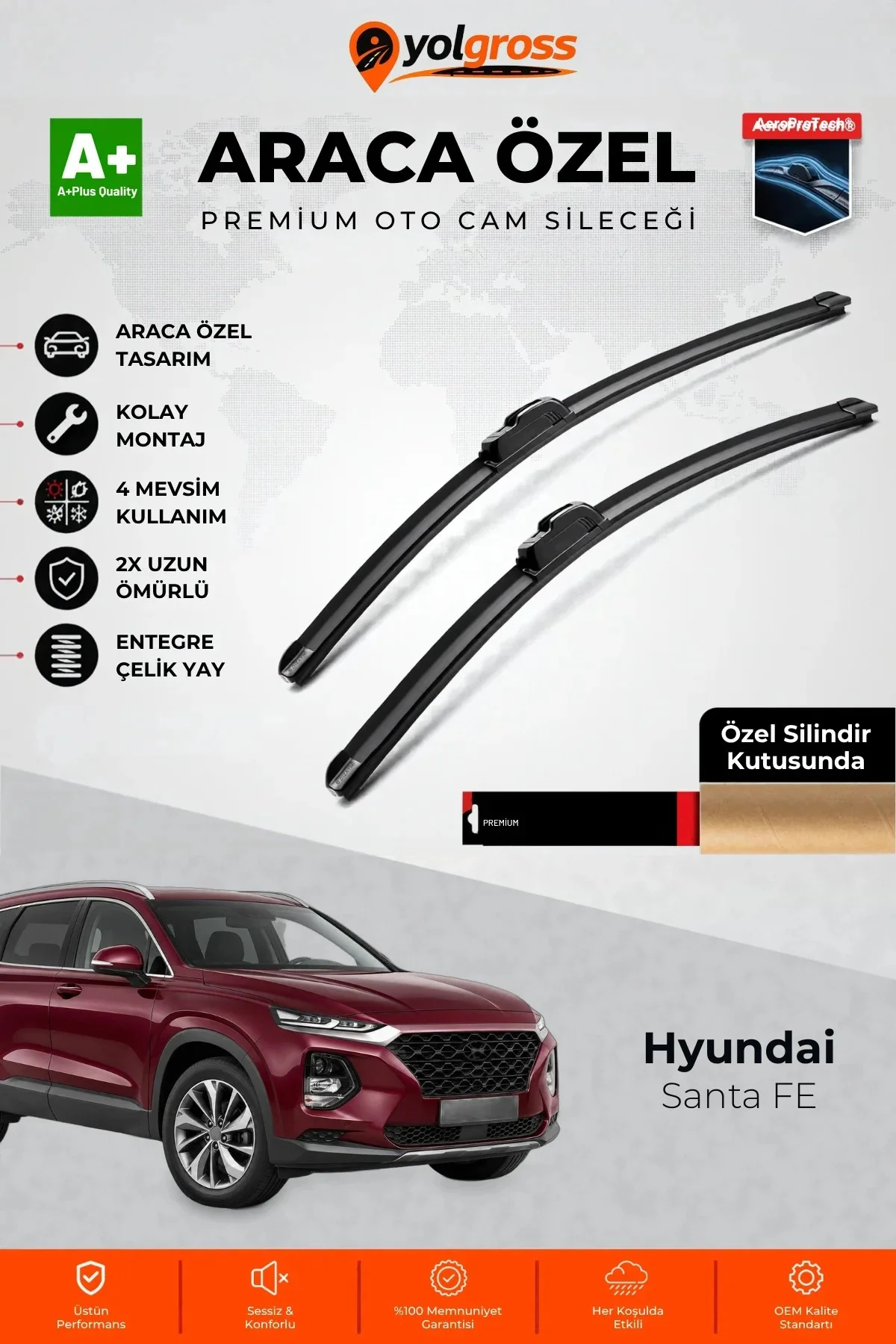 Hyundai Santa FE Ön Cam Silecek Seti 2018-2023 Premium Araca Özel 65-40 Cm A+ Kalite