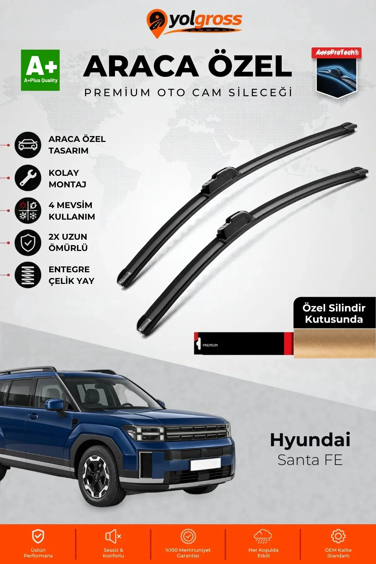 Hyundai Santa FE Ön Cam Silecek Seti 2023 Üzeri Premium Araca Özel 65-45 Cm A+ Kalite