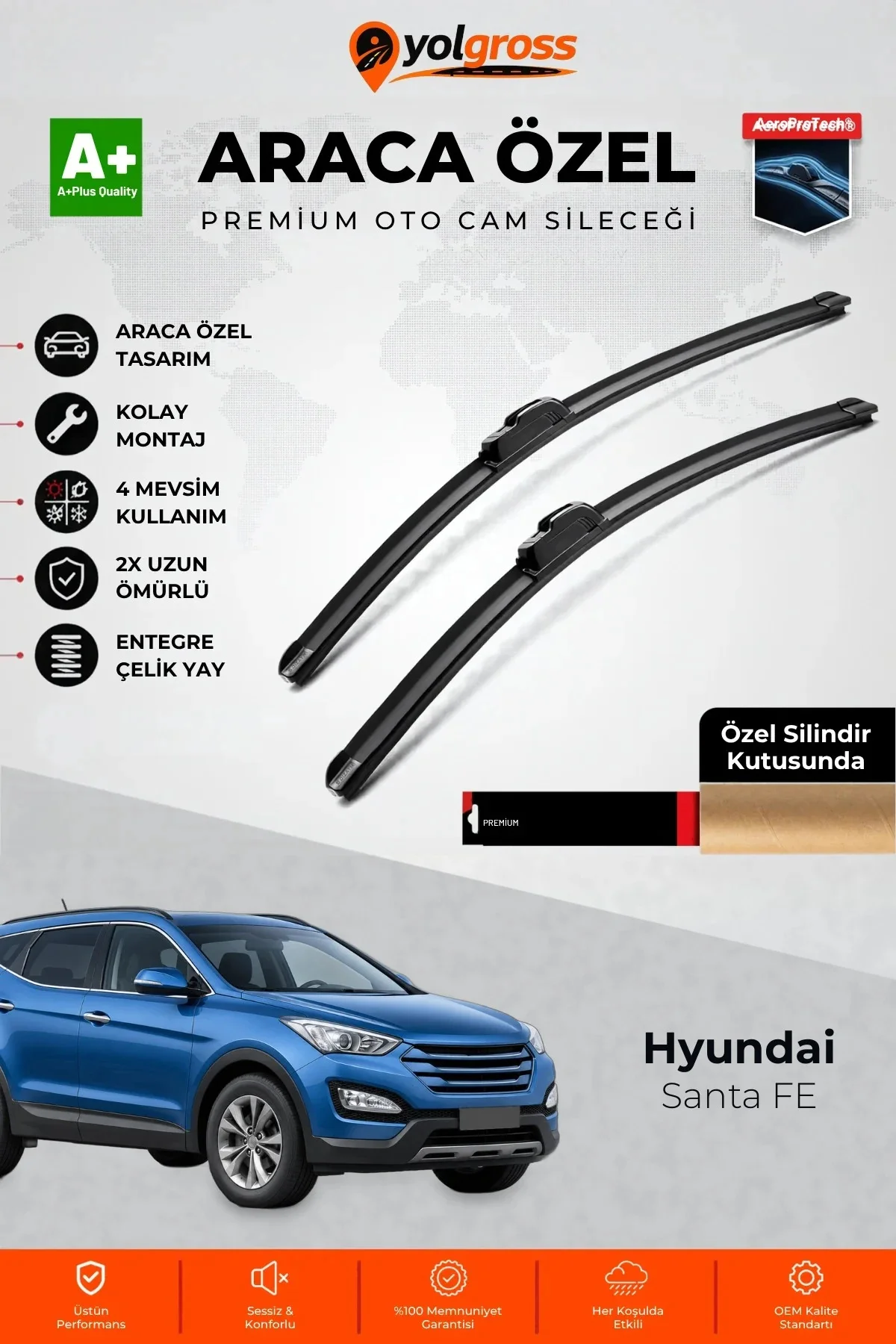 Hyundai Santa FE Ön Cam Silecek Seti 2012-2018 Premium Araca Özel 65-35 Cm A+ Kalite