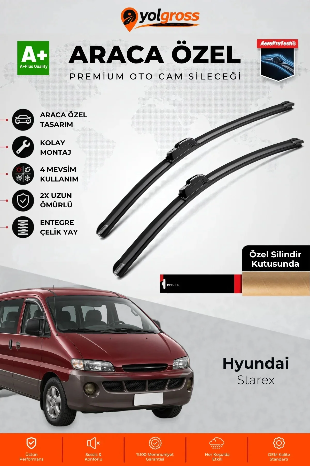 Hyundai Starex Ön Cam Silecek Seti 1998-2007 Premium Araca Özel 65-50 Cm A+ Kalite Hyundai Starex Ön Cam Silecek Seti 1998-2007 Premium Araca Özel 65-50 Cm A+ Kalite
