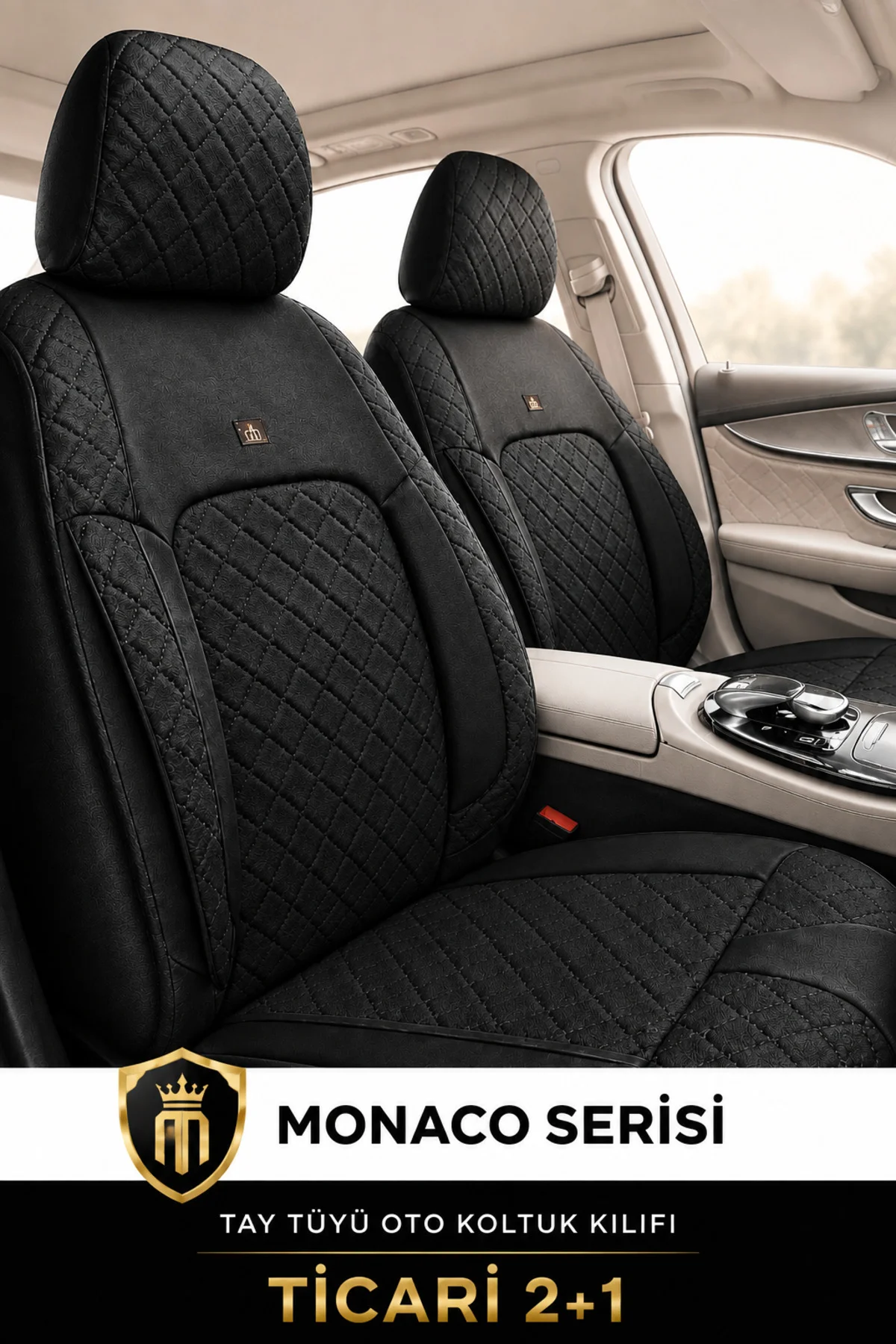 Hyundai Tucson 2006-2006 Uyumlu Monaco Serisi Eviza 2+1 Ticari Siyah Koltuk Kılıfı