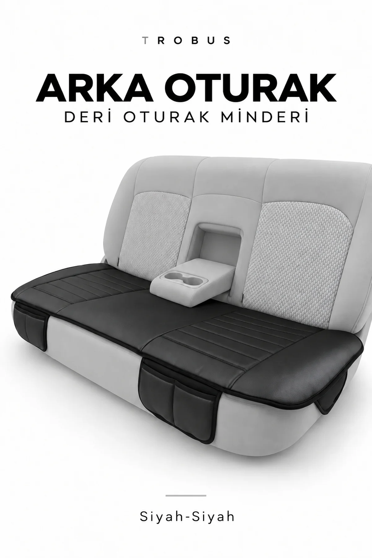Hyundai Tucson 2010+ Çizgili Suni Deri Su Geçirmez 3'lü Oturak Minderi Siyah - Görsel 3