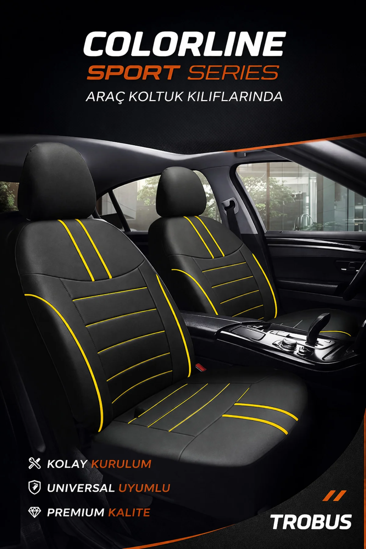 Hyundai Tucson 2010 ve Sonrası Uyumlu Colorline Sport Deri Siyah Koltuk Kılıfı