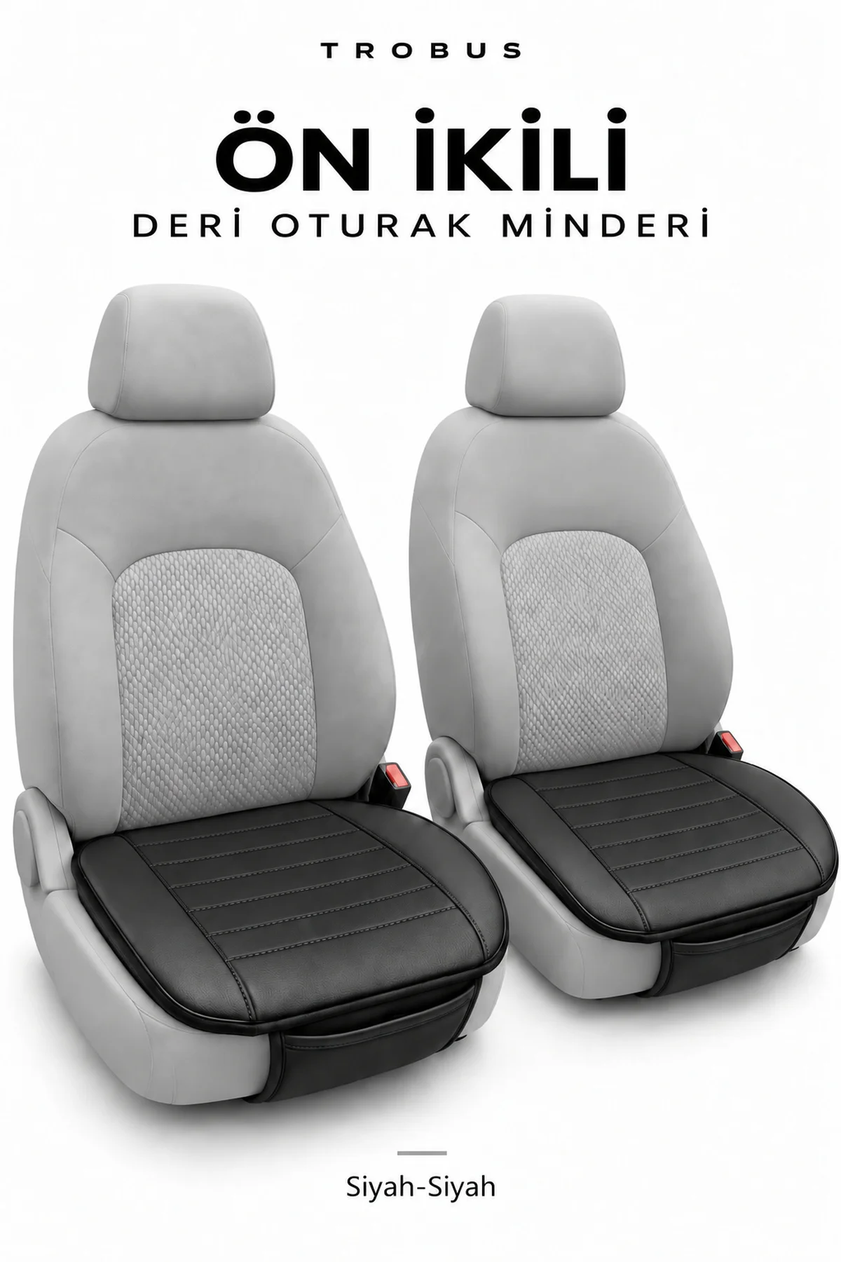 Hyundai Tucson 2010+ Çizgili Suni Deri Su Geçirmez 3'lü Oturak Minderi Siyah - Görsel 2