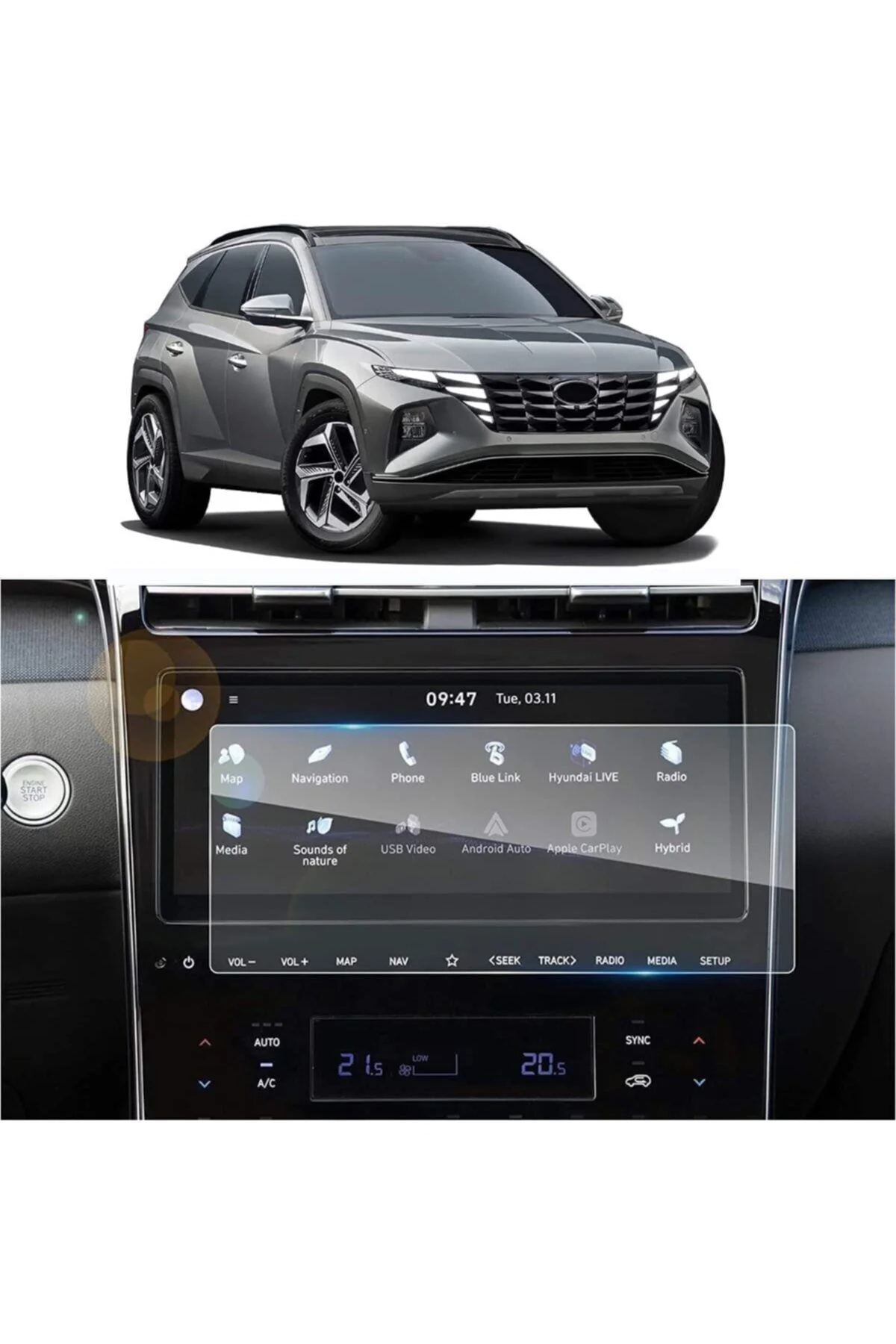 Hyundai Tucson 2021 10.25 Inç Multimedya Ekran Koruyucu Nano Film