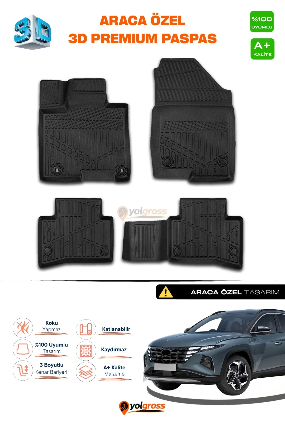 Hyundai Tucson 3D Pro Havuzlu Paspas 2021 Üzeri A+ Kalite